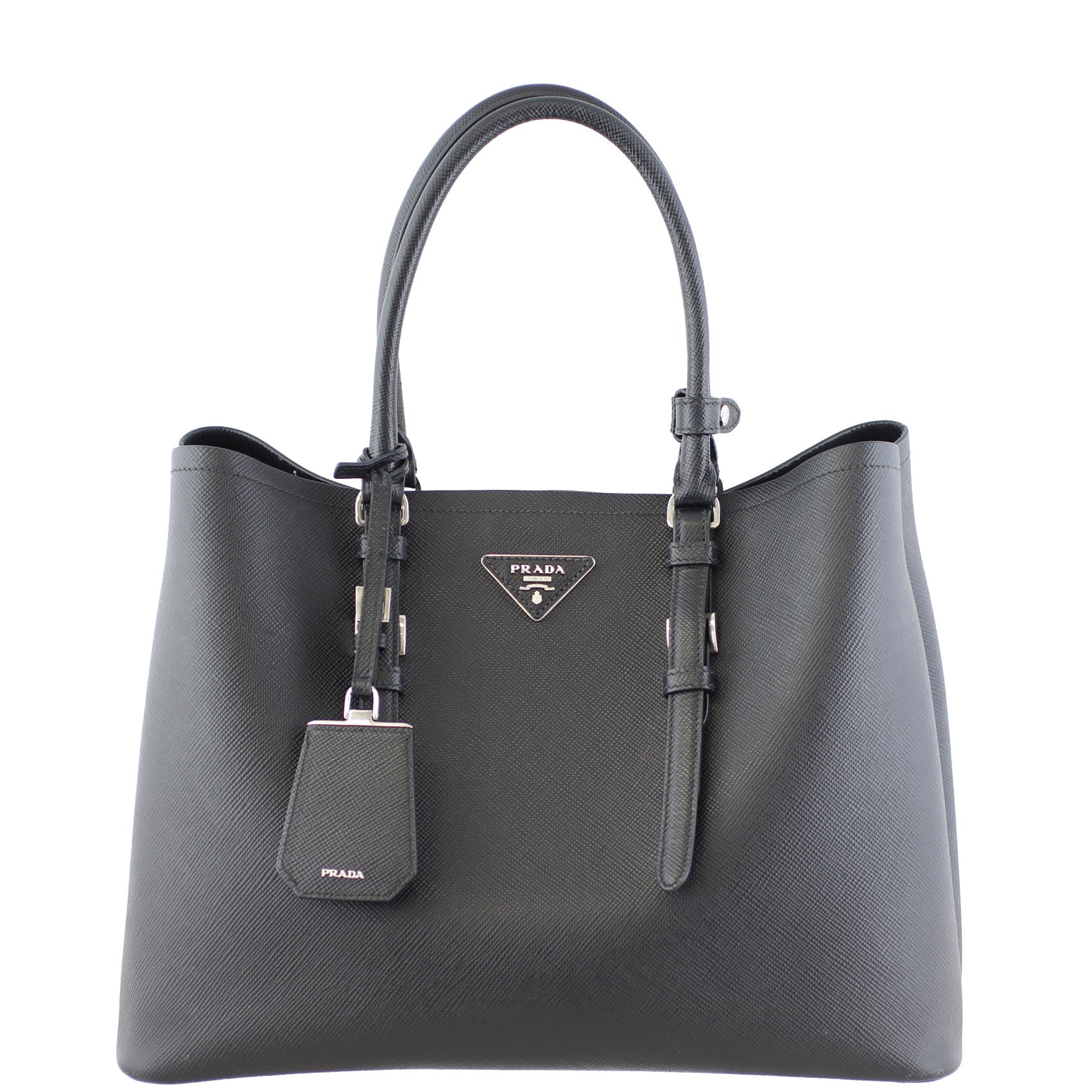Prada Saffiano Cuir Double Bag Large Front