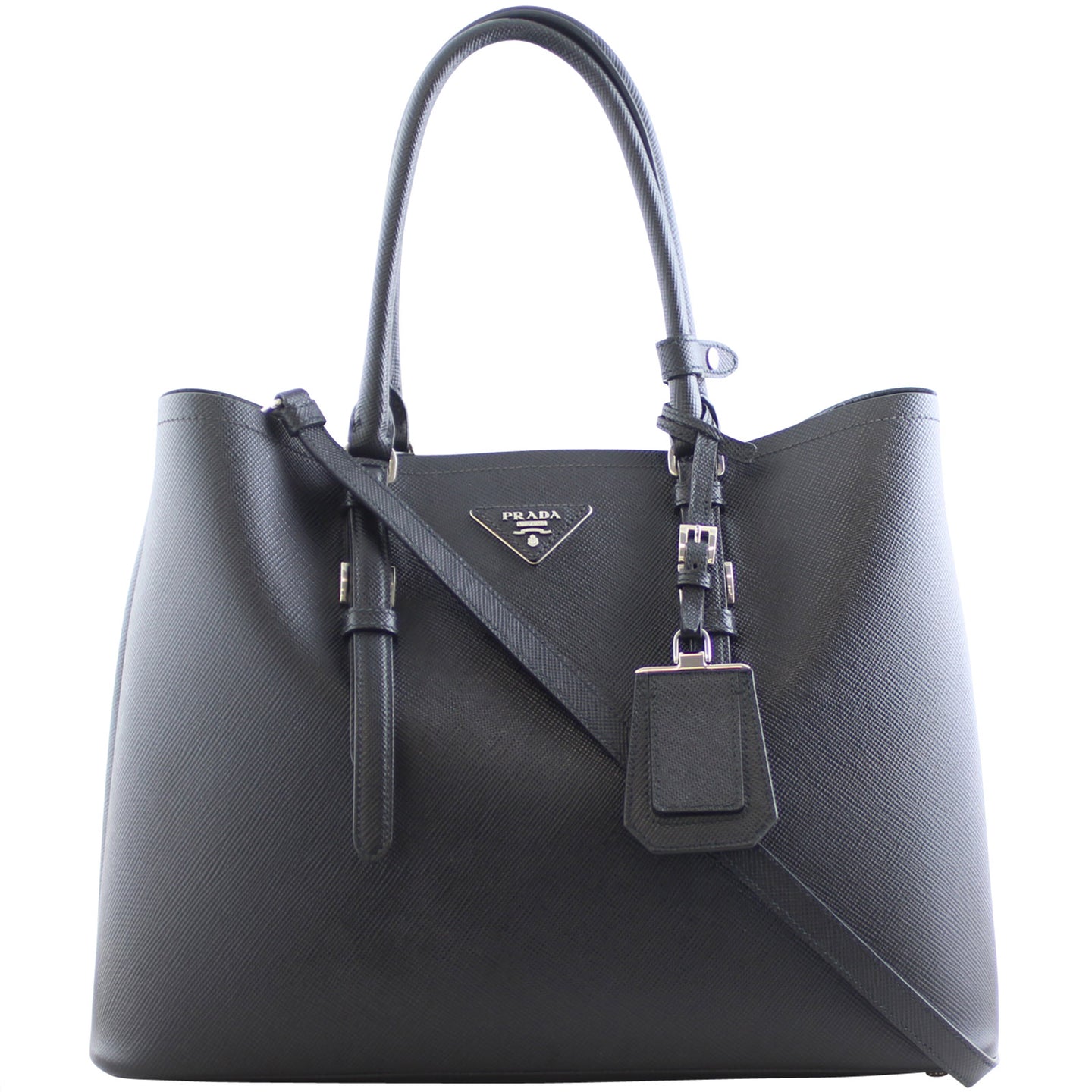 Prada Saffiano Cuir Double Bag Large Front