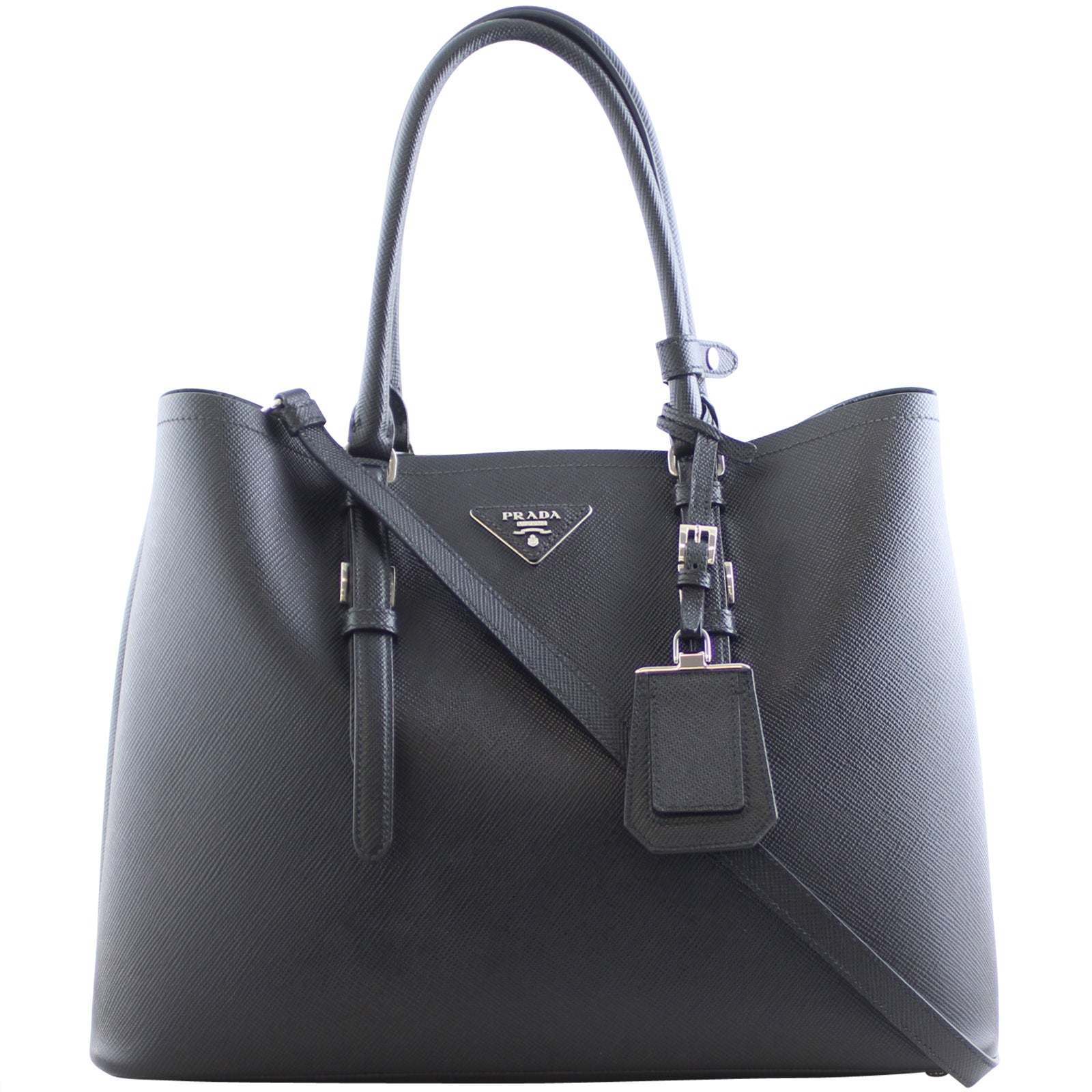 Prada Saffiano Cuir Double Bag Large Front