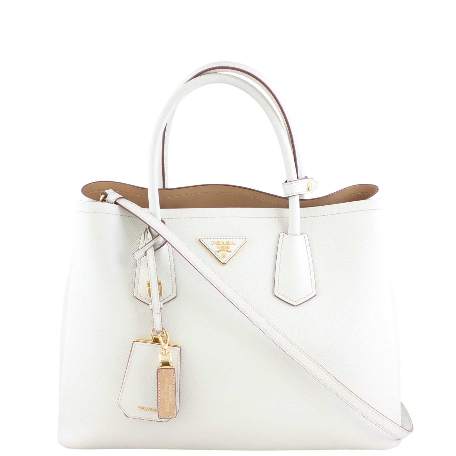 Prada Saffiano Cuir Double Bag Medium Front