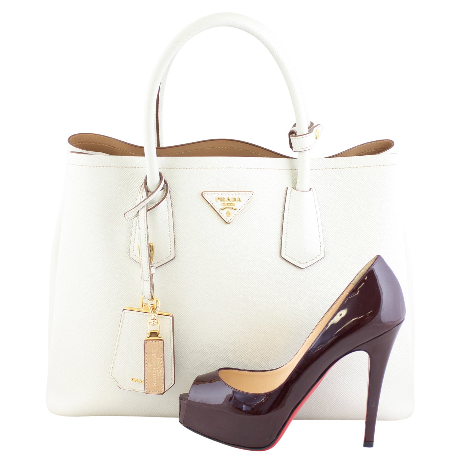 Prada Saffiano Cuir Double Bag Medium Scale