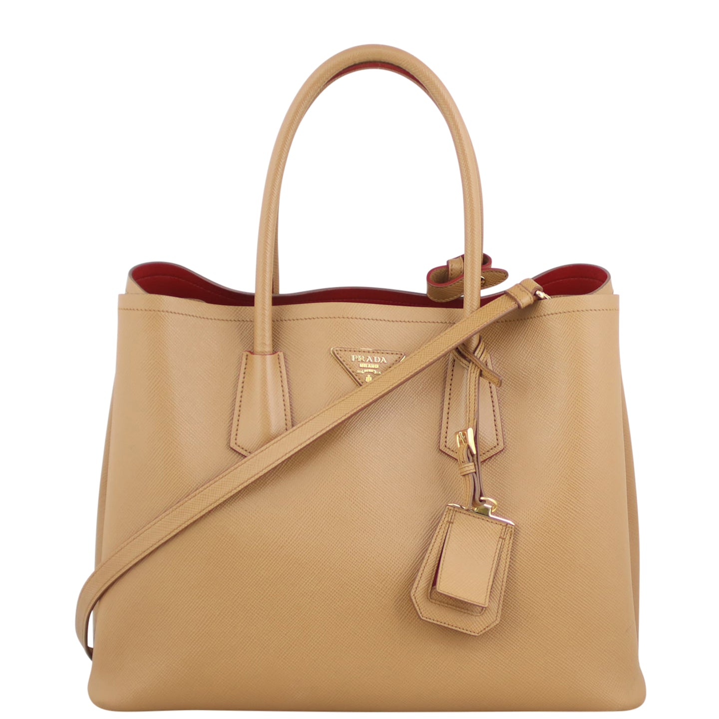 Prada Saffiano Cuir Double Bag Medium Front