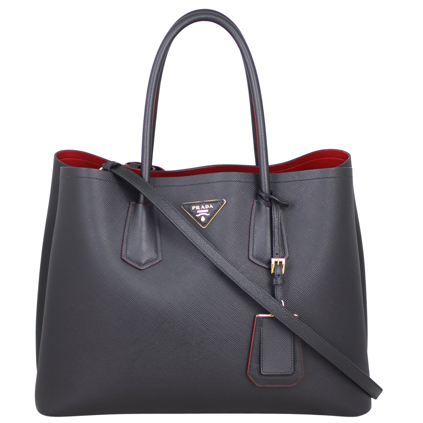 Prada Saffiano Cuir Double Bag Medium Front