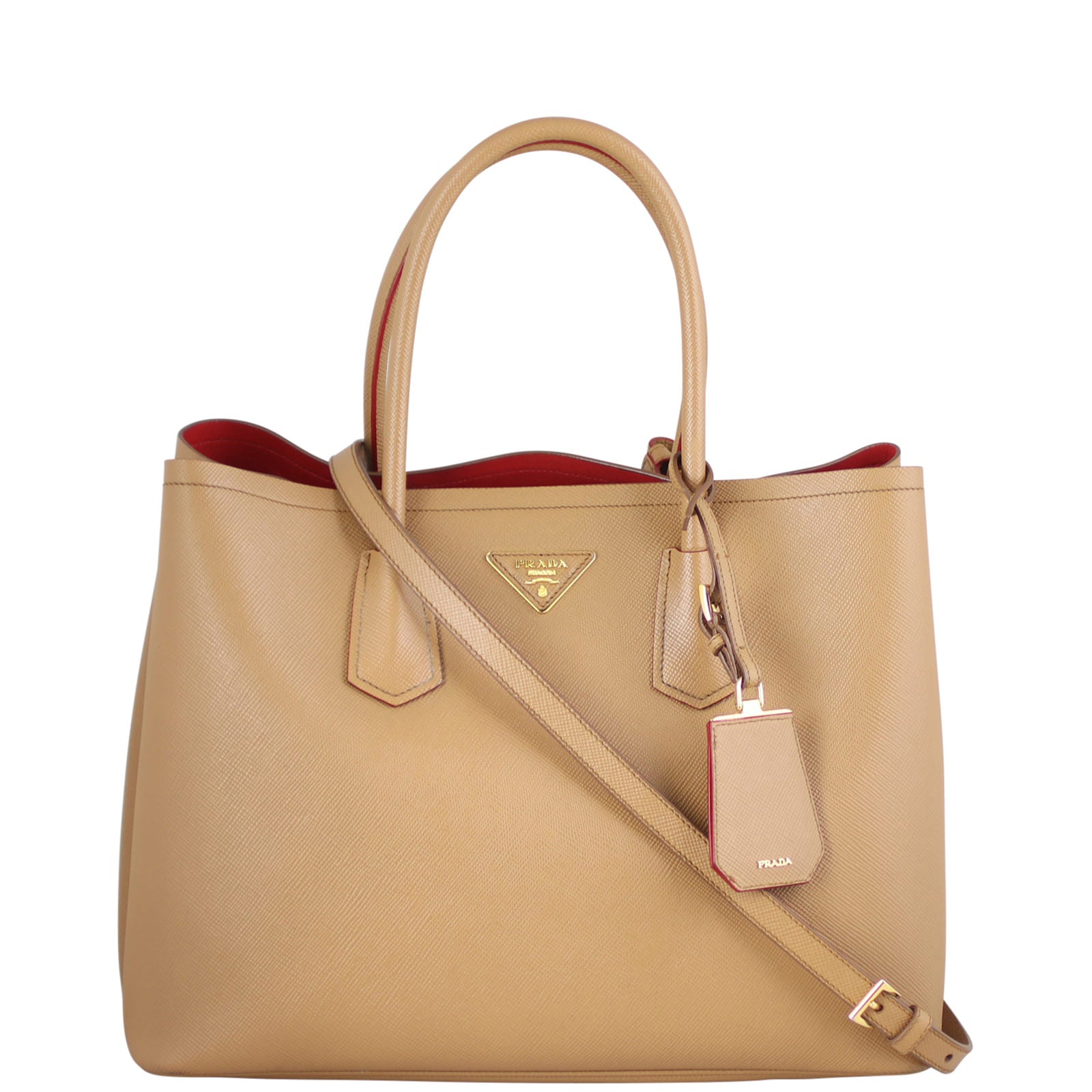 Prada Saffiano Cuir Double Bag Large Front