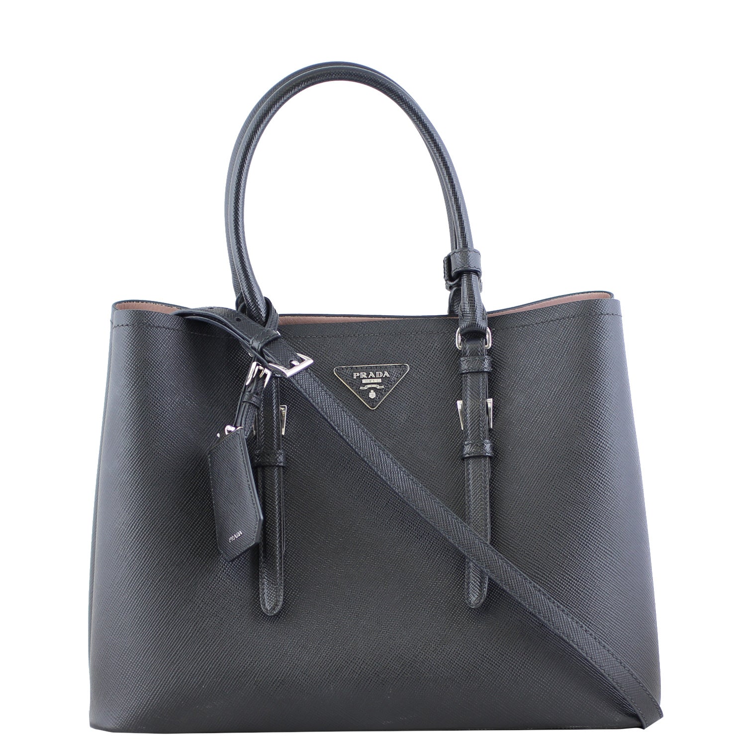 Prada Saffiano Cuir Double Bag Large Front