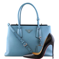 Prada Saffiano Cuir Twin Tote Shoe
