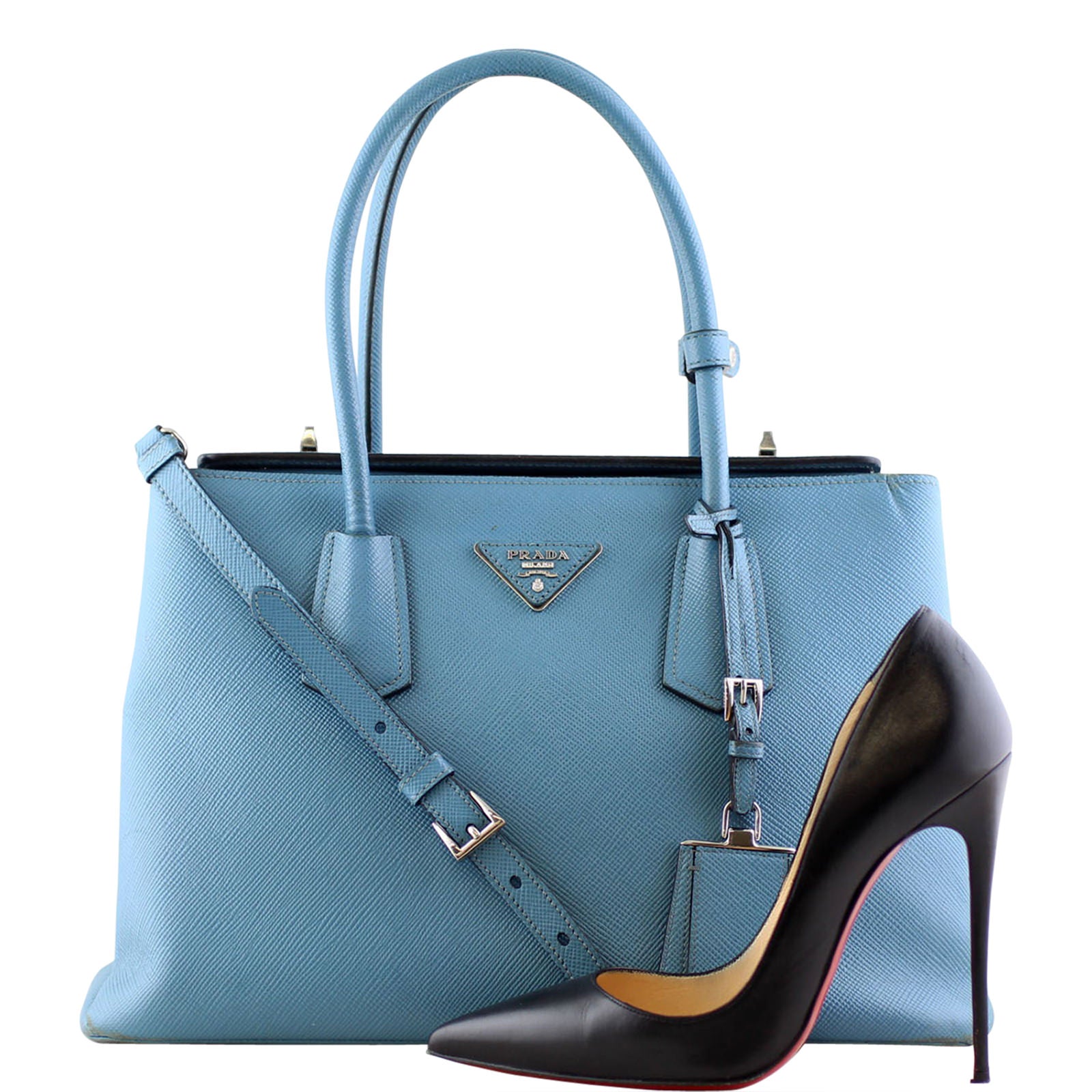 Prada Saffiano Cuir Twin Tote Shoe