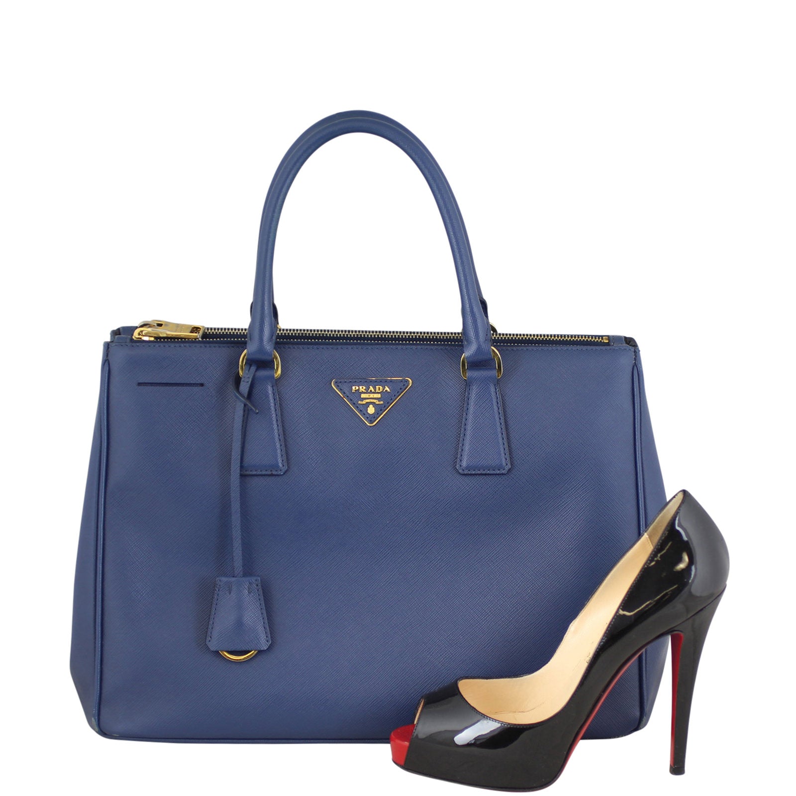 Prada Saffiano Galleria Double Zip Medium Tote Scale