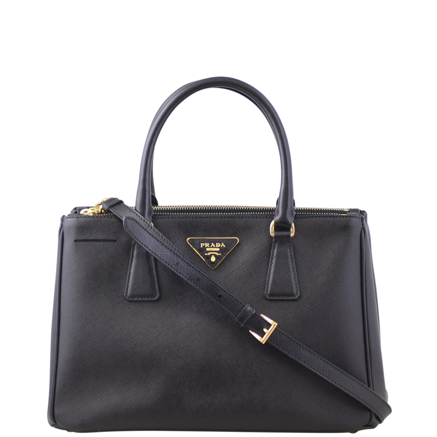 Prada Saffiano Galleria Double Zip Tote Small Front Strap