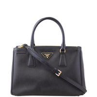 Prada Saffiano Galleria Double Zip Tote Small Front Strap