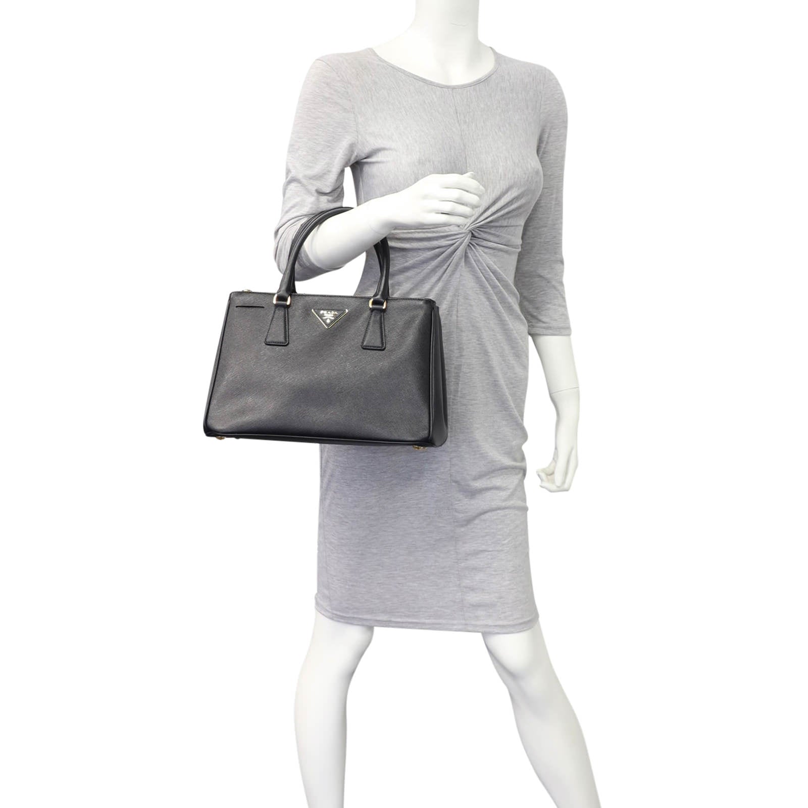 Prada Saffiano Galleria Double Zip Tote Small Mannequin