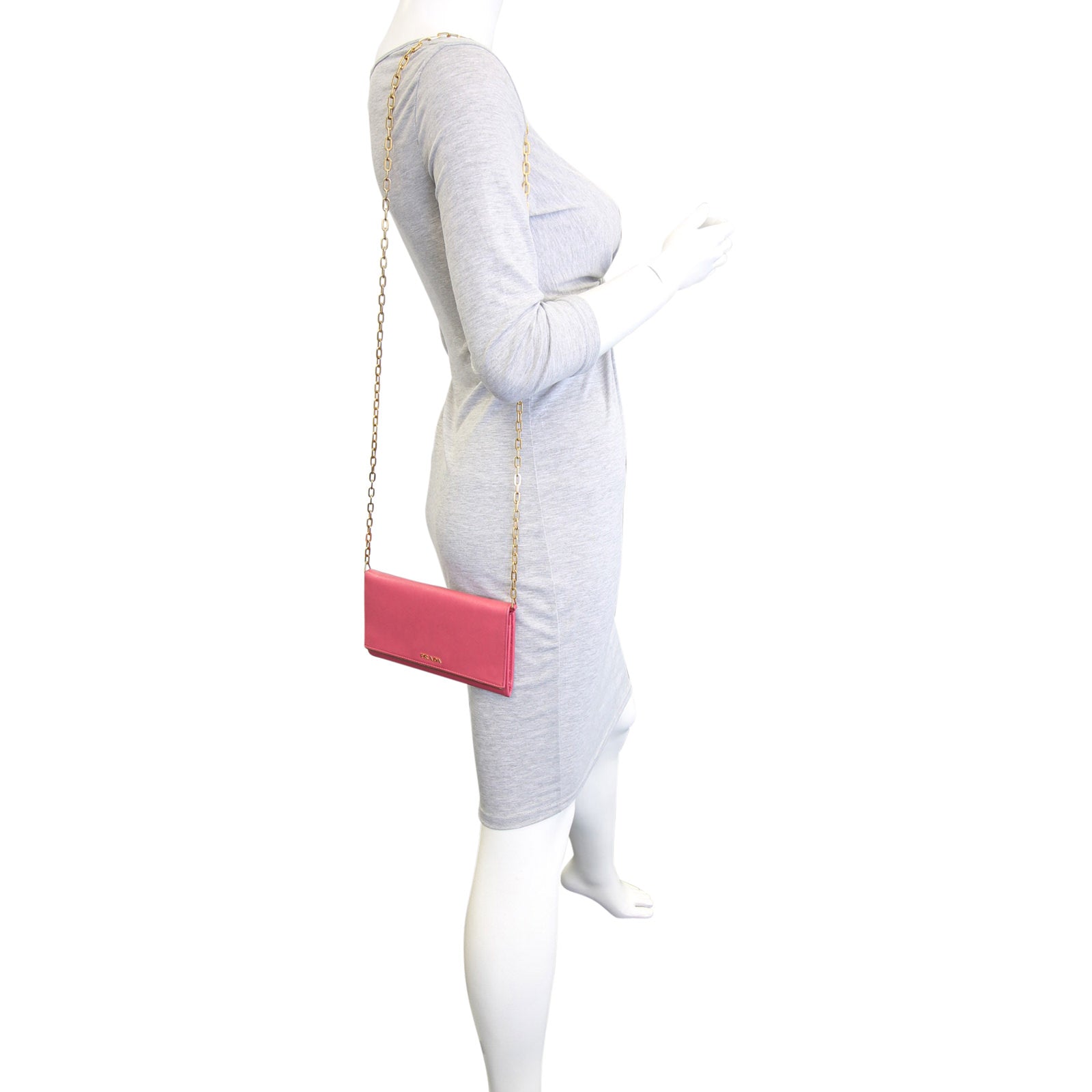 Prada Saffiano Lux Chain Wallet Mannequin