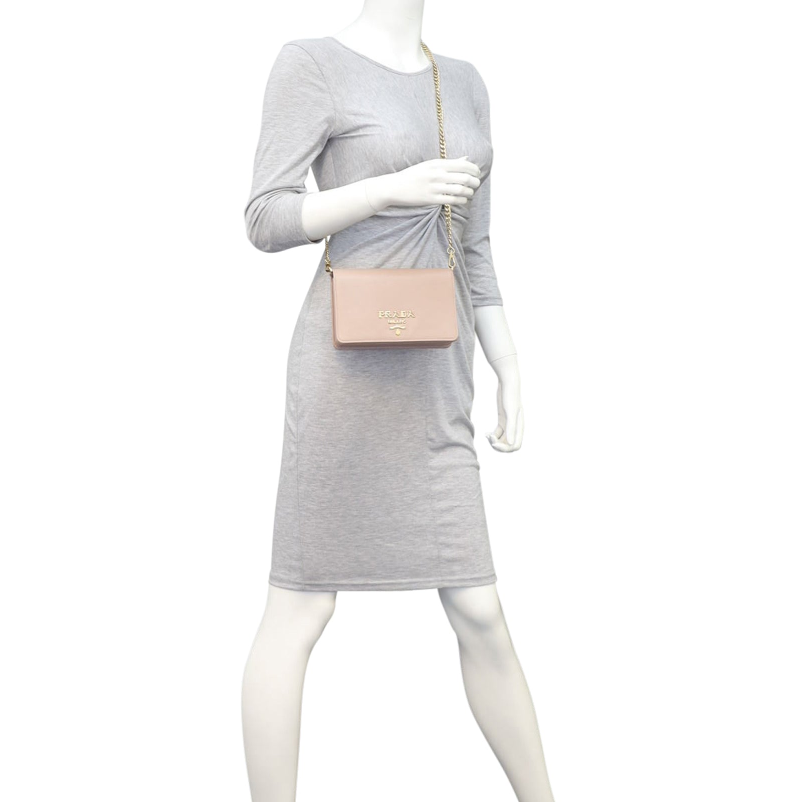 Prada Saffiano Lux Chain Wallet Mannequin