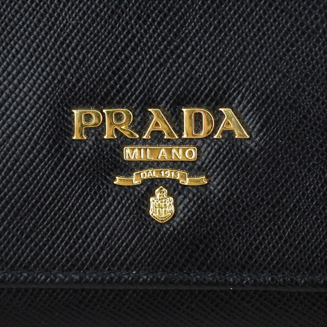 Prada Saffiano Lux Continental Wallet Logo