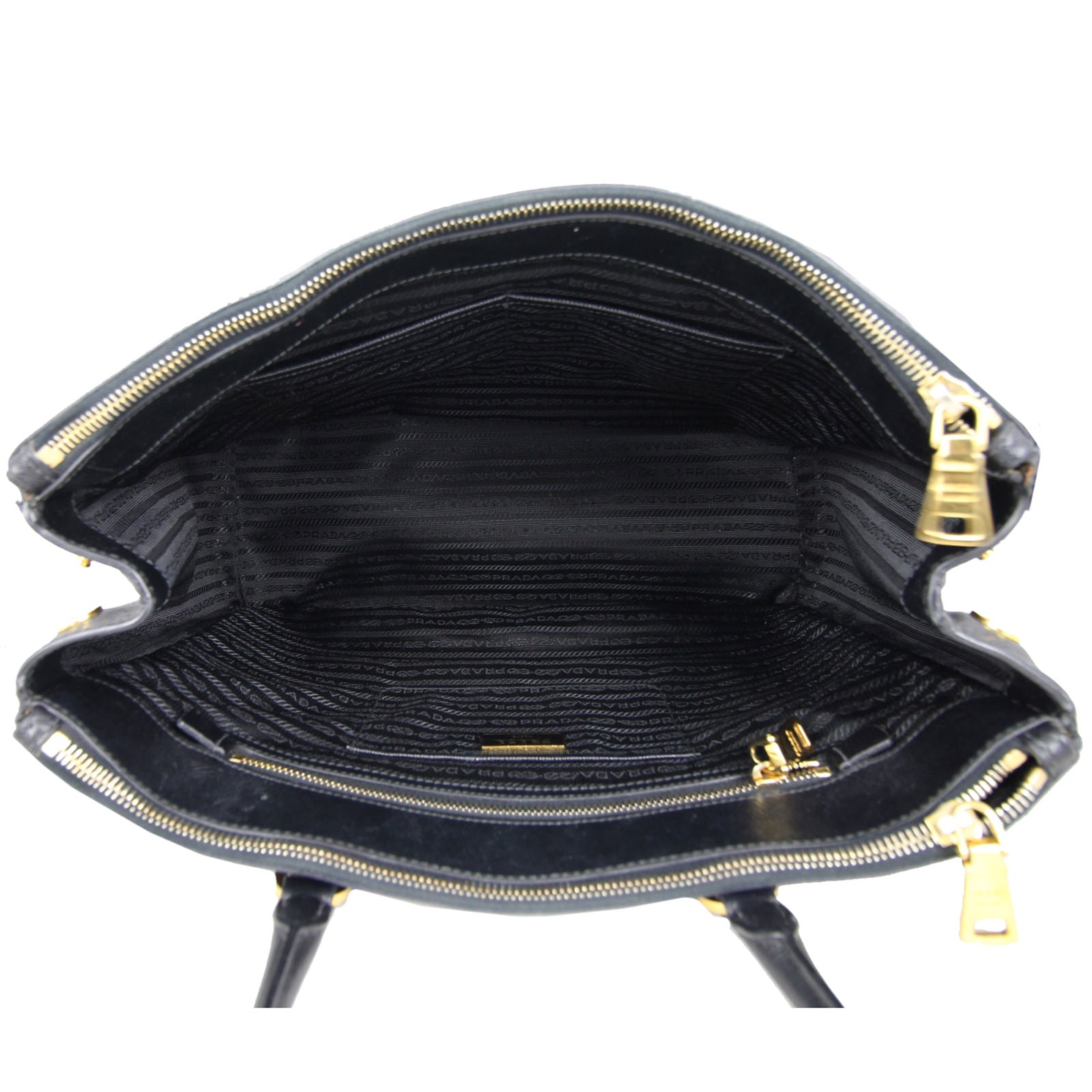 Prada Saffiano Lux Galliera Double Zip Tote Medium Interior