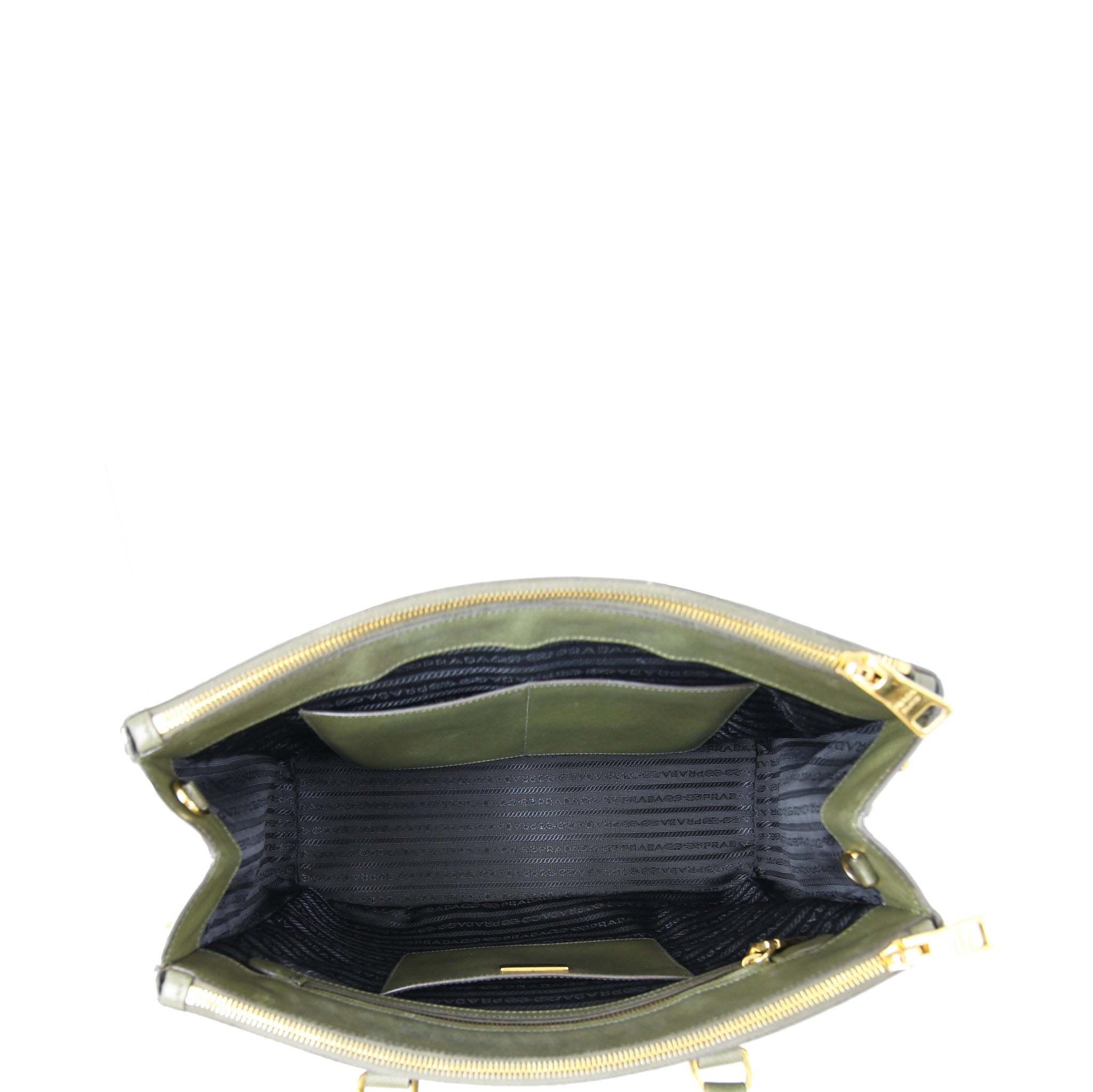 Prada Saffiano Lux Galleria Double Zip Tote Medium interior