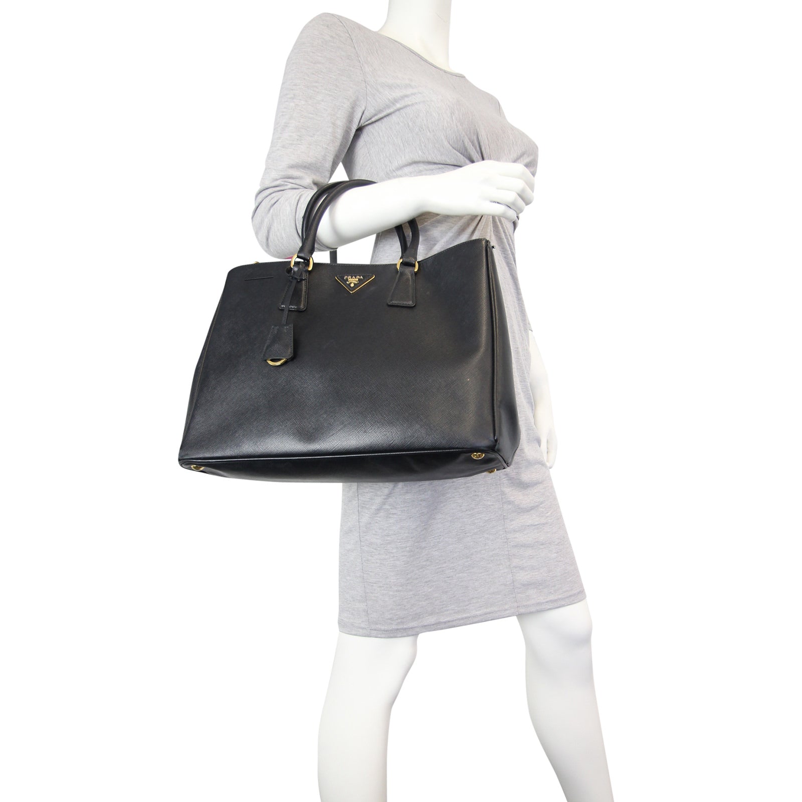 Prada Saffiano Lux Galliera Double Zip Tote Medium Mannequin
