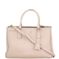 Prada Saffiano Lux Galleria Double Zip Tote Medium front strap