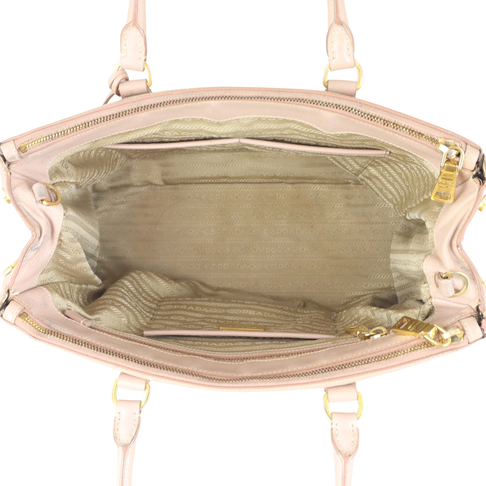 Prada Saffiano Lux Galleria Double Zip Tote Medium interior