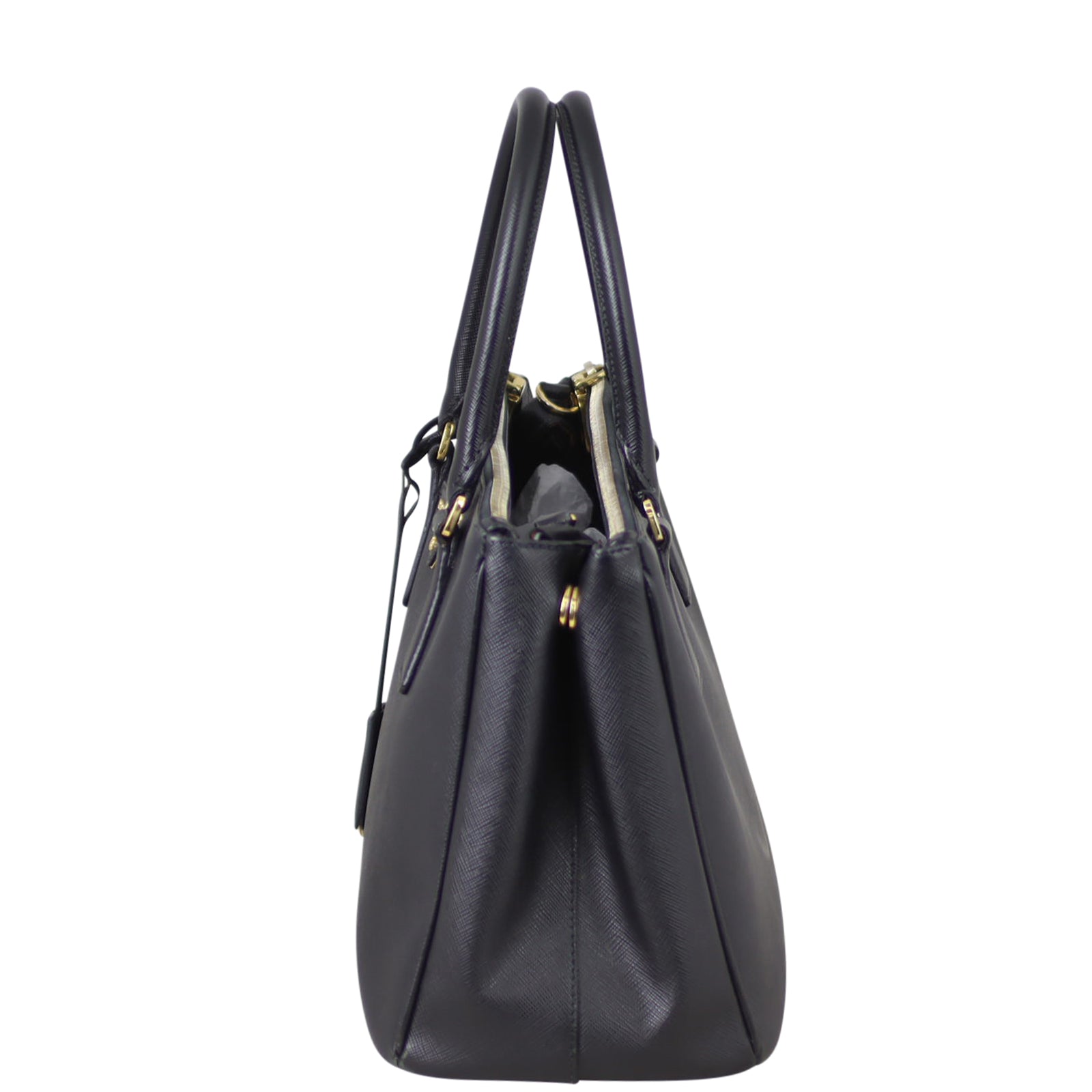 Prada Saffiano Lux Galleria Double Zip Tote Medium Side