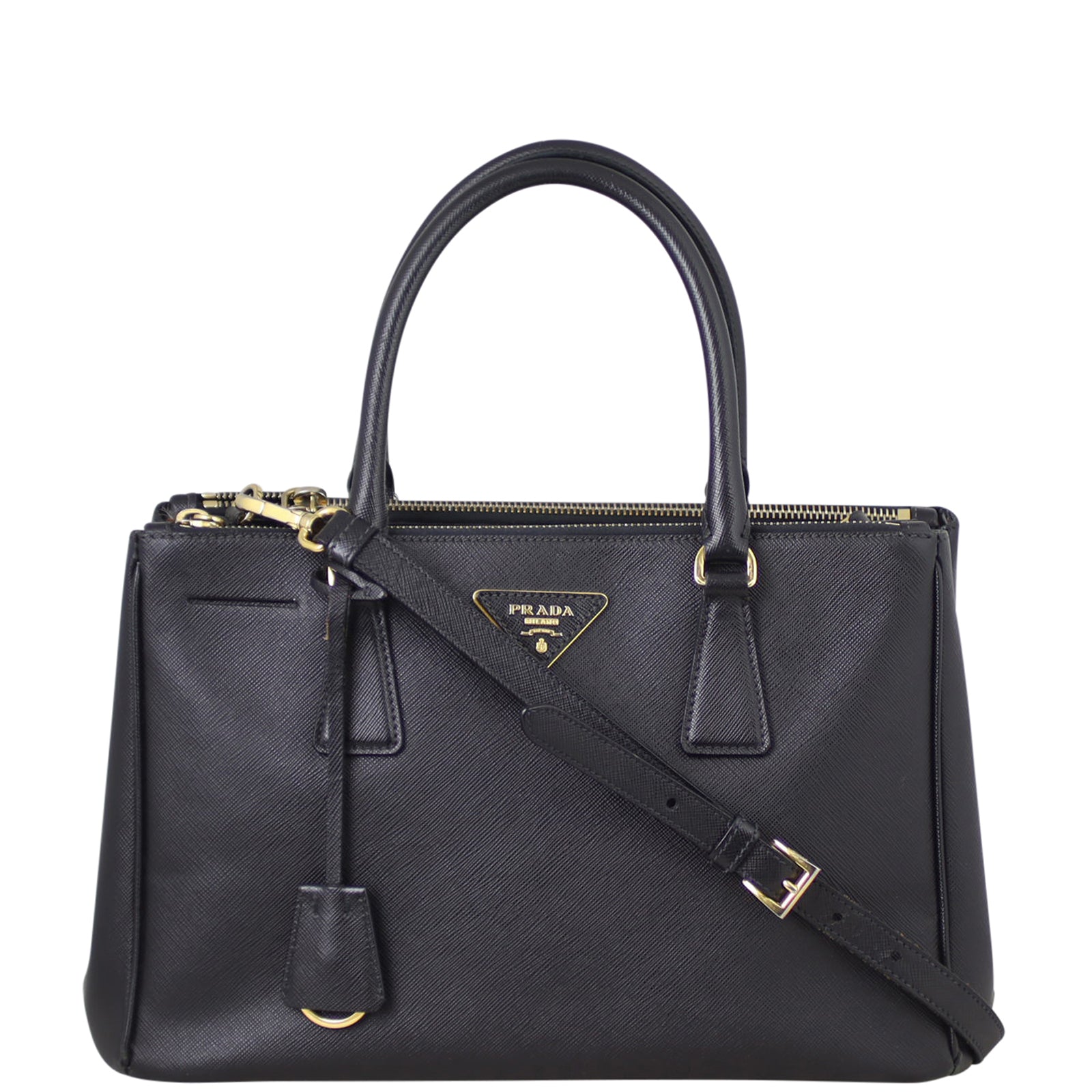 Prada Saffiano Lux Galleria Double Zip Tote Medium Front
