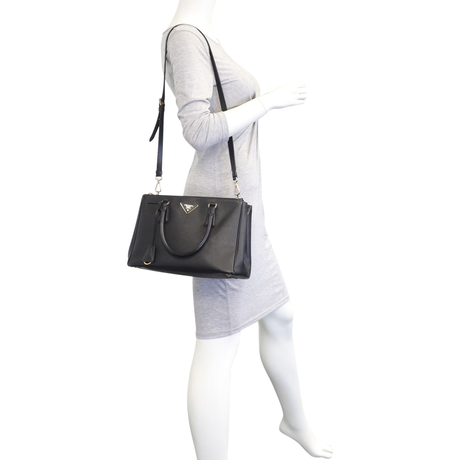 Prada Saffiano Lux Galleria Double Zip Tote Medium Mannequin