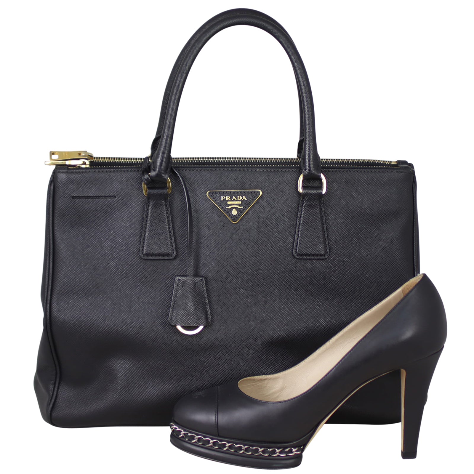 Prada Saffiano Lux Galleria Double Zip Tote Medium Shoe