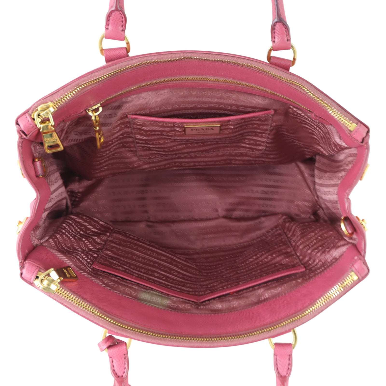 Prada Saffiano Lux Galleria Double Zip Tote Medium Whole interior