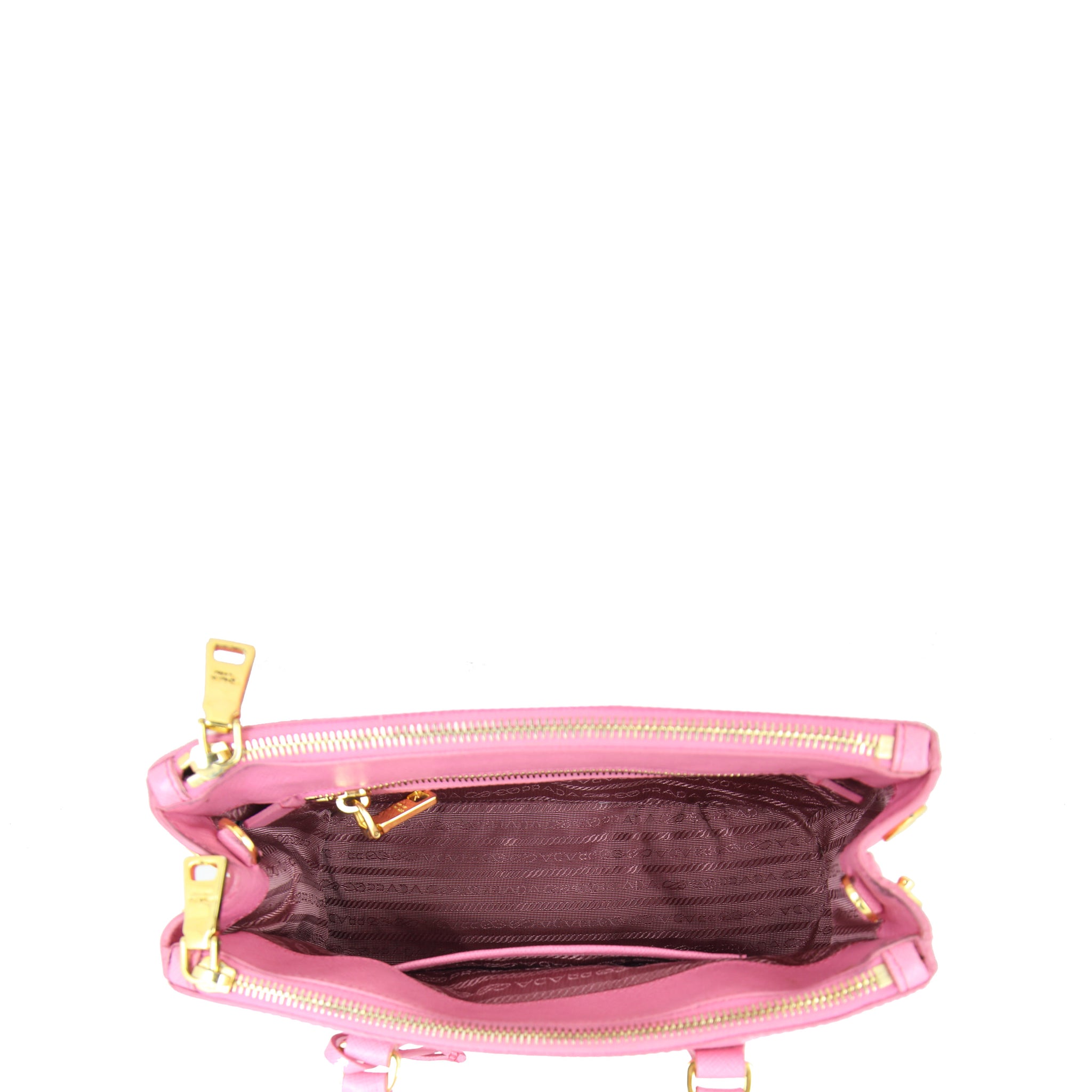 Prada Saffiano Lux Galleria Double Zip Tote Mini Interior
