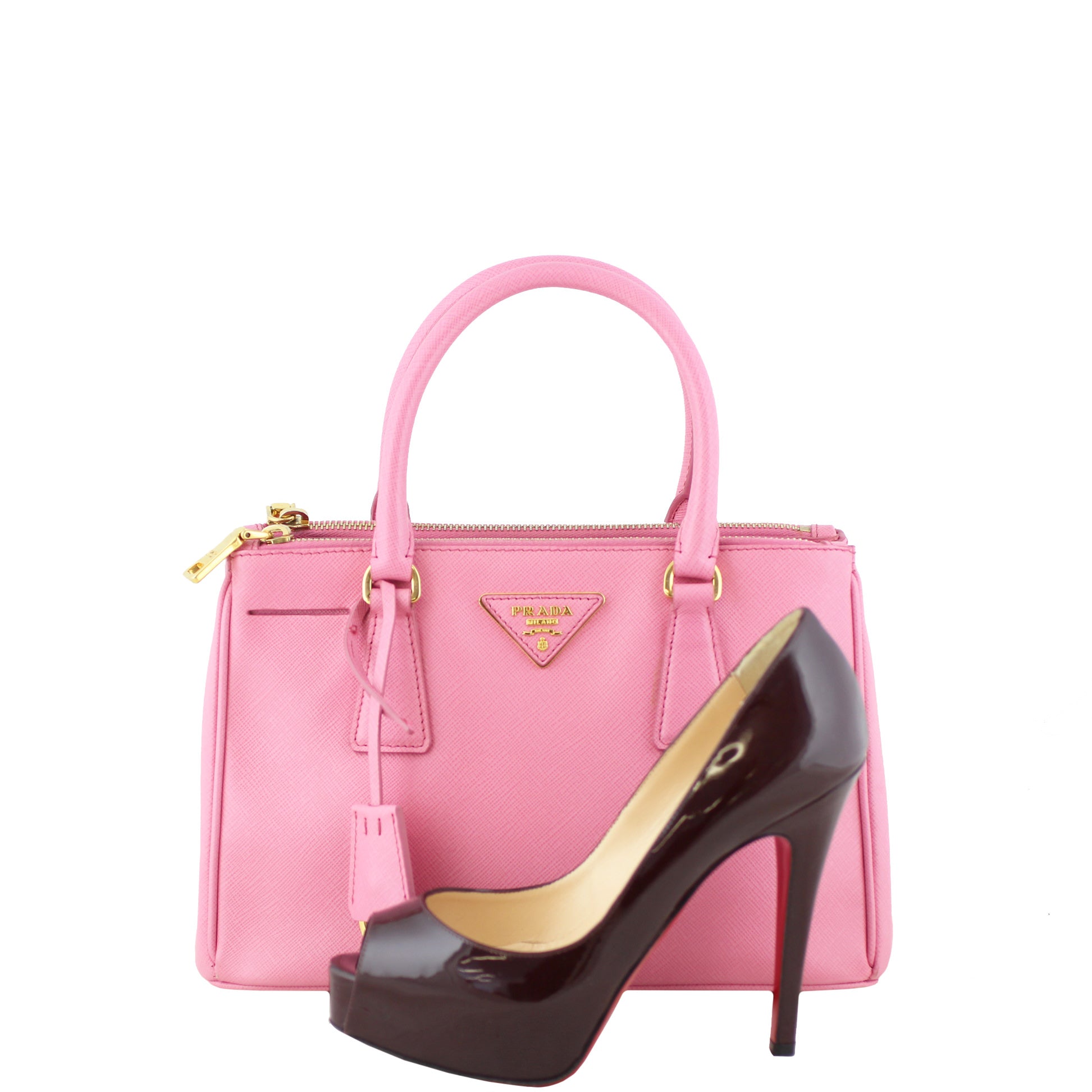 Prada Saffiano Lux Galleria Double Zip Tote Mini Scale