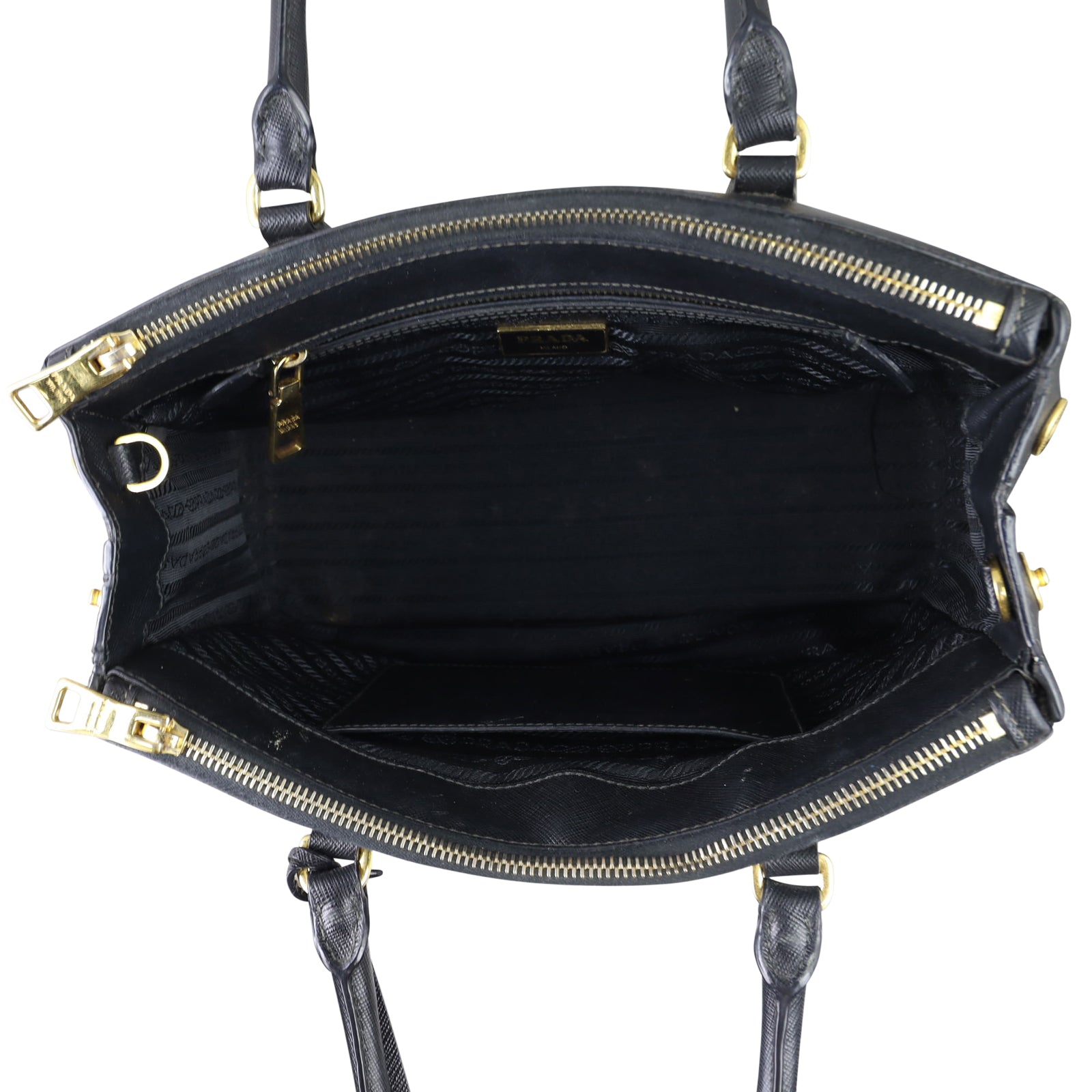Prada Saffiano Lux Galleria Double Zip Tote Small Whole interior