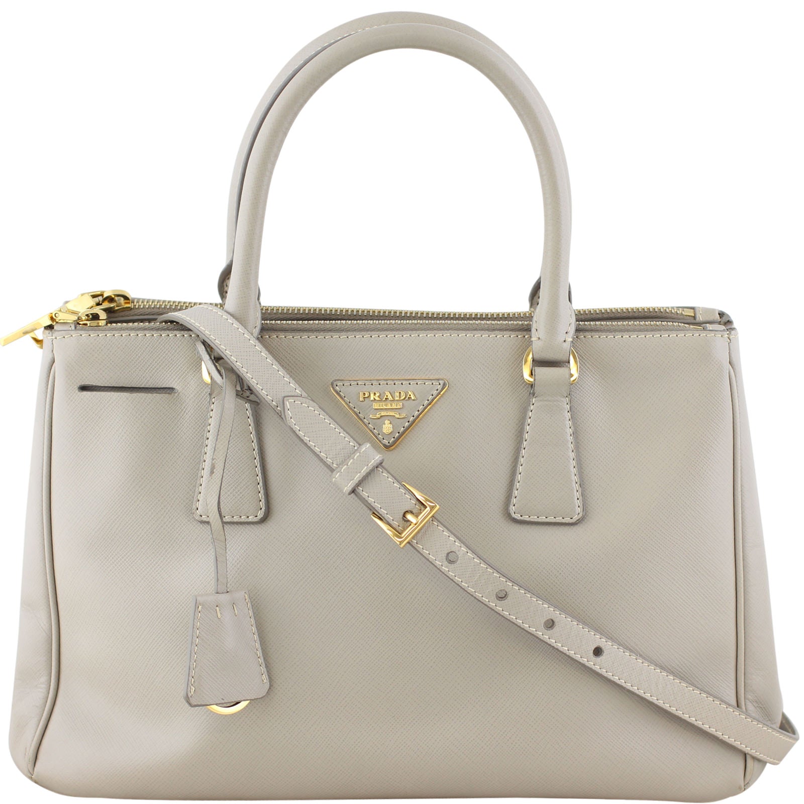 Prada Saffiano Lux Galleria Double Zip Tote Small Front