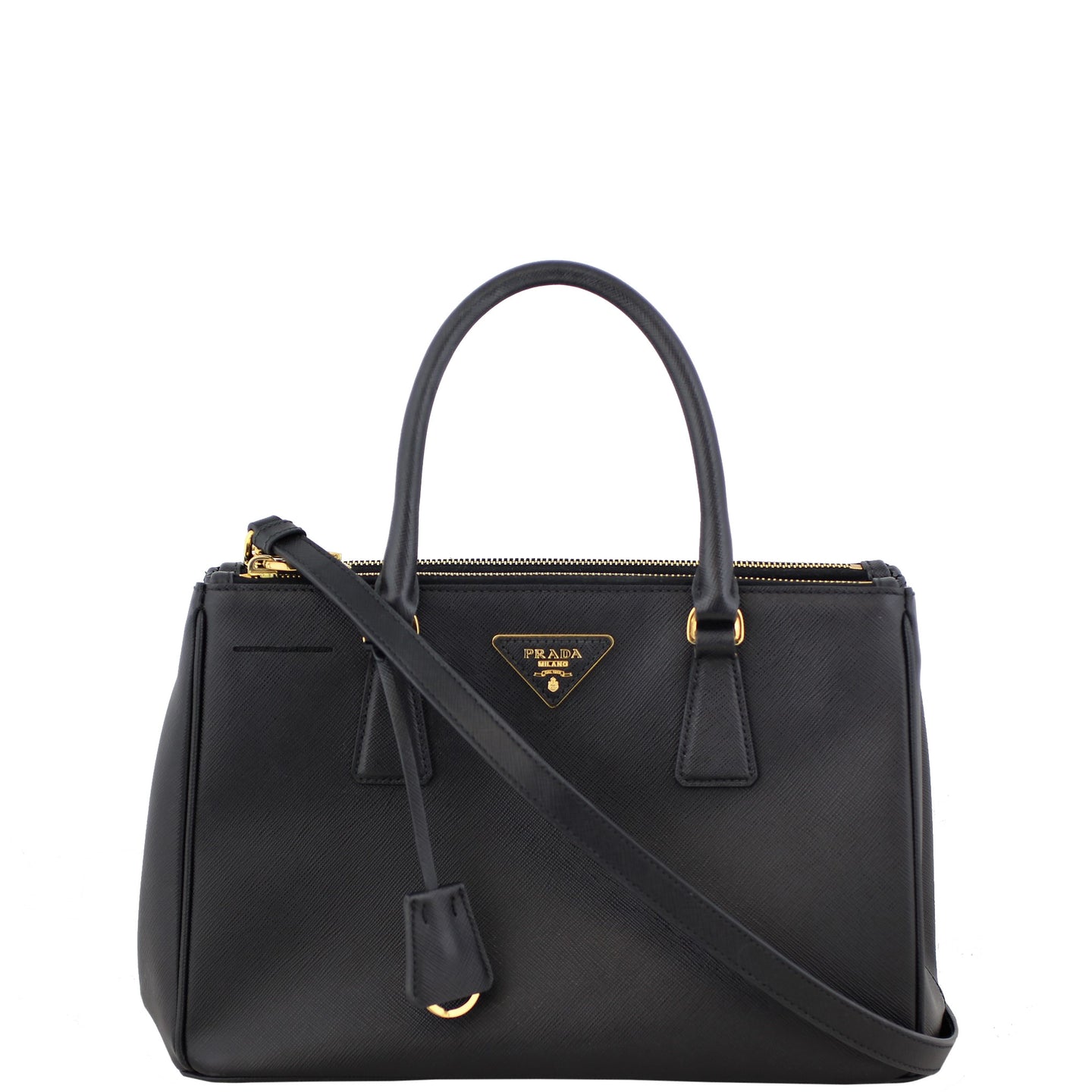 Prada Saffiano Lux Galleria Double Zip Tote Small Front