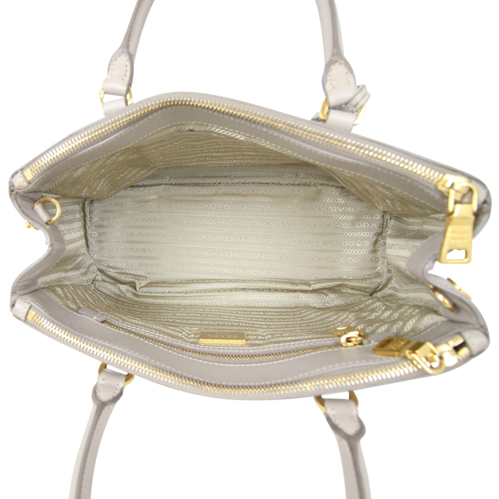 Prada Saffiano Lux Galleria Double Zip Tote Small Interior