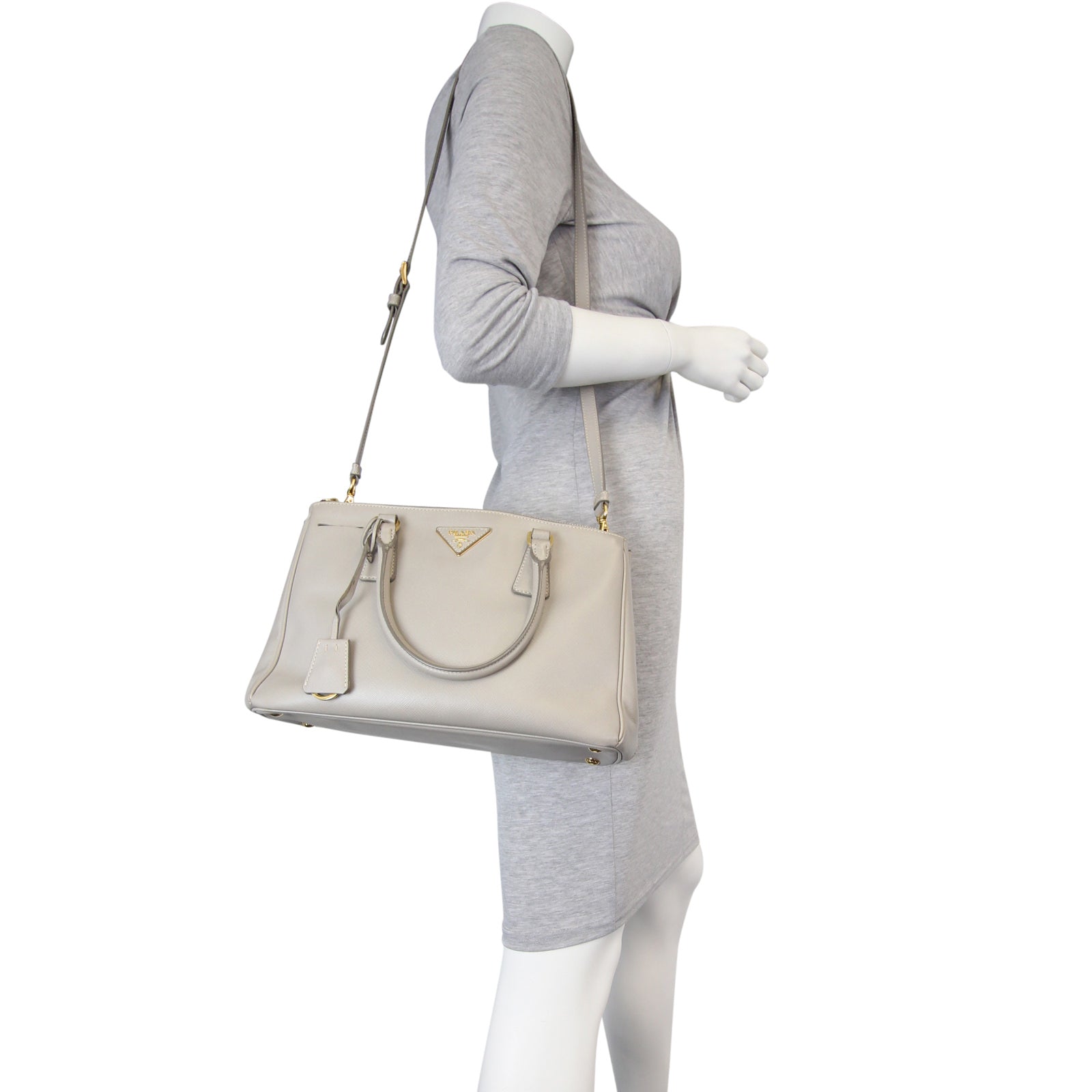 Prada Saffiano Lux Galleria Double Zip Tote Small Mannequin
