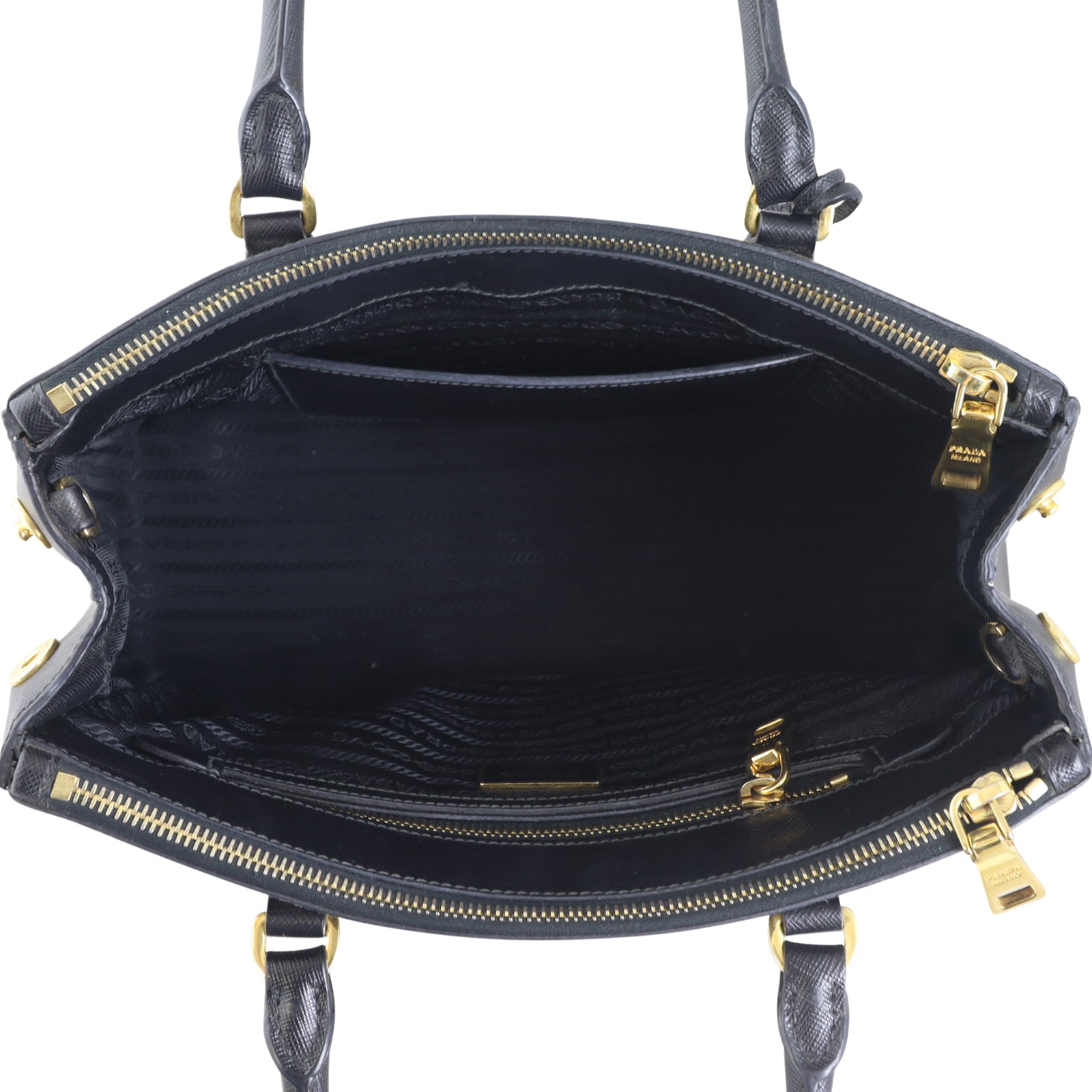 Prada Saffiano Lux Galleria Double Zip Tote Small Interior