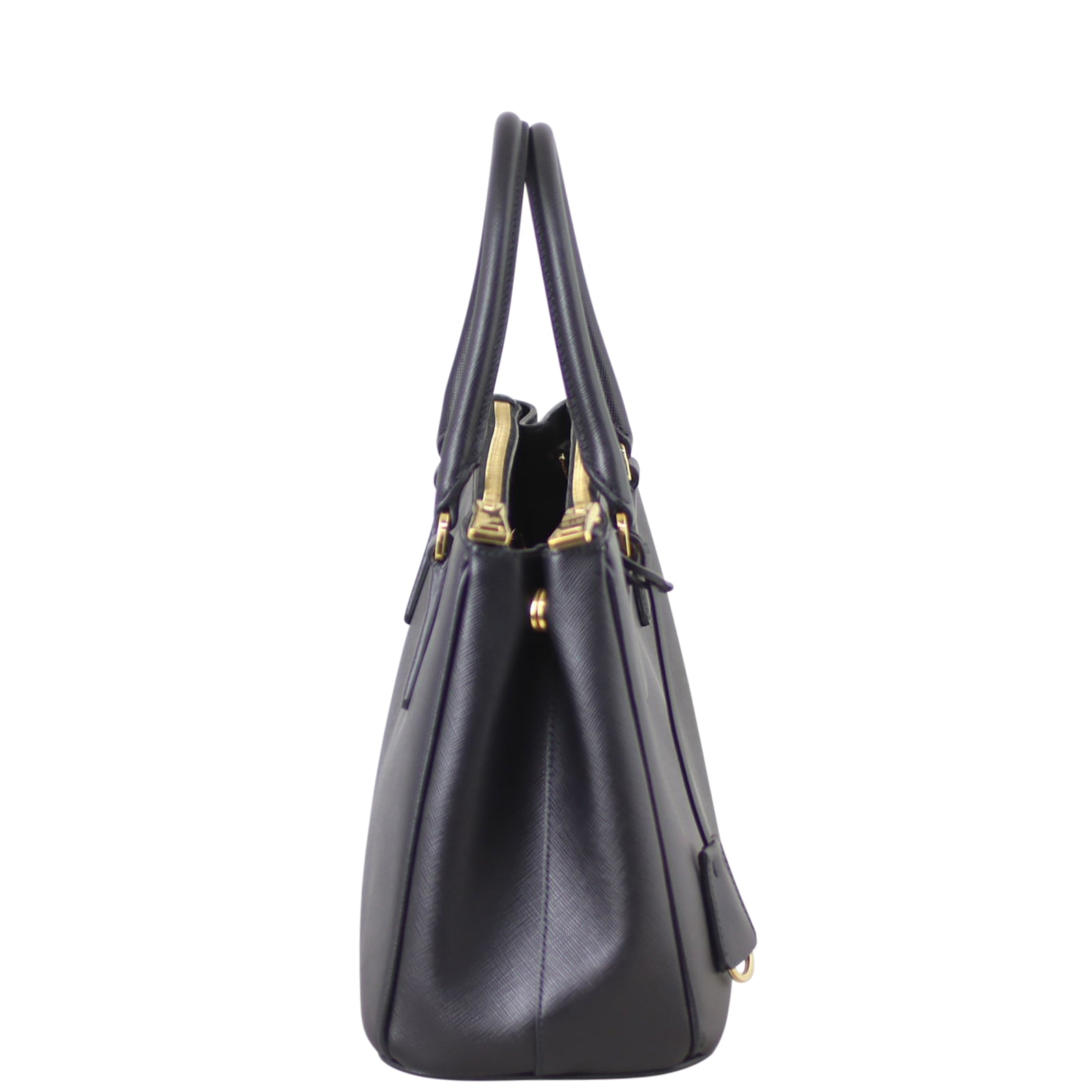 Prada Saffiano Lux Galleria Double Zip Tote Small Side