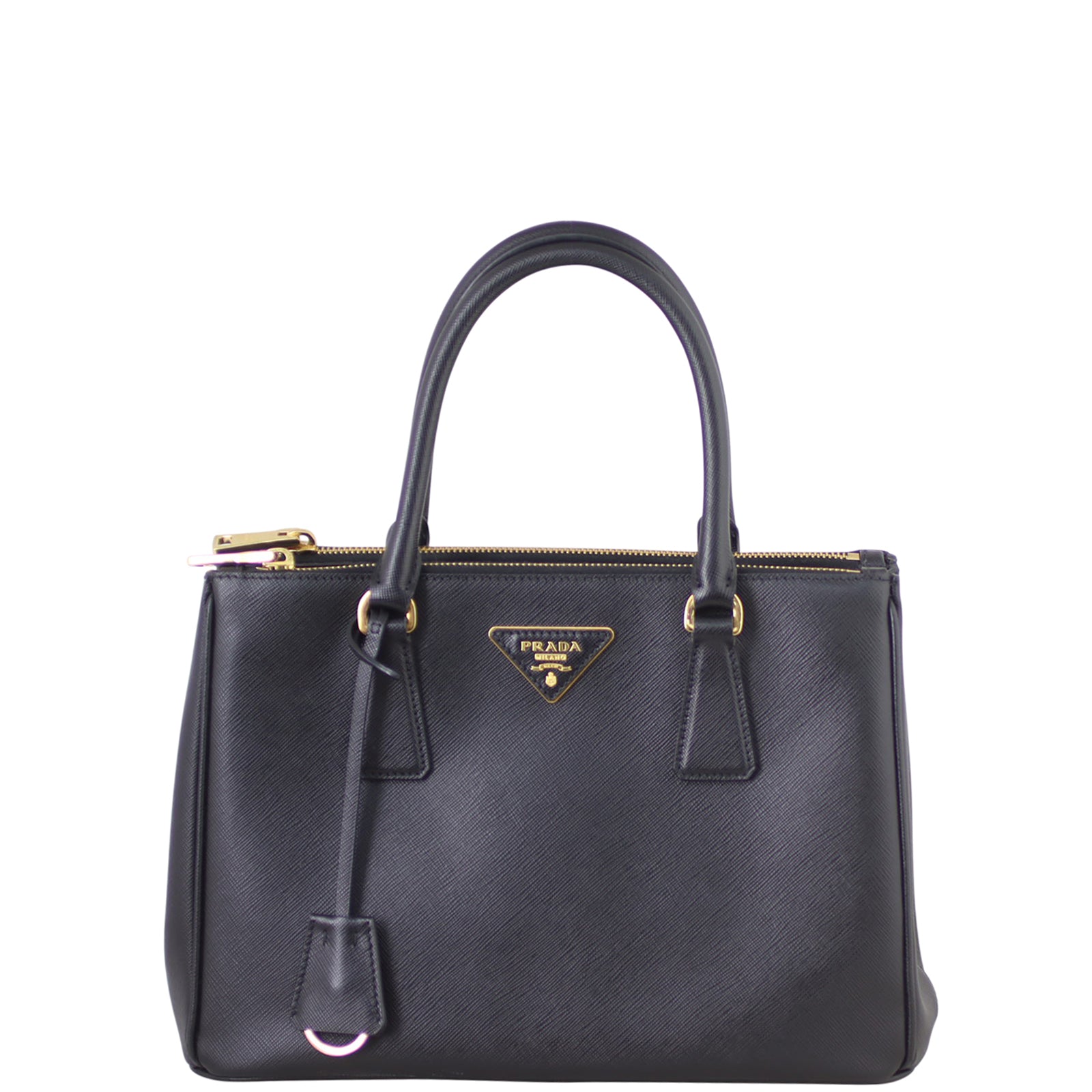 Prada Saffiano Lux Galleria Double Zip Tote Small Front