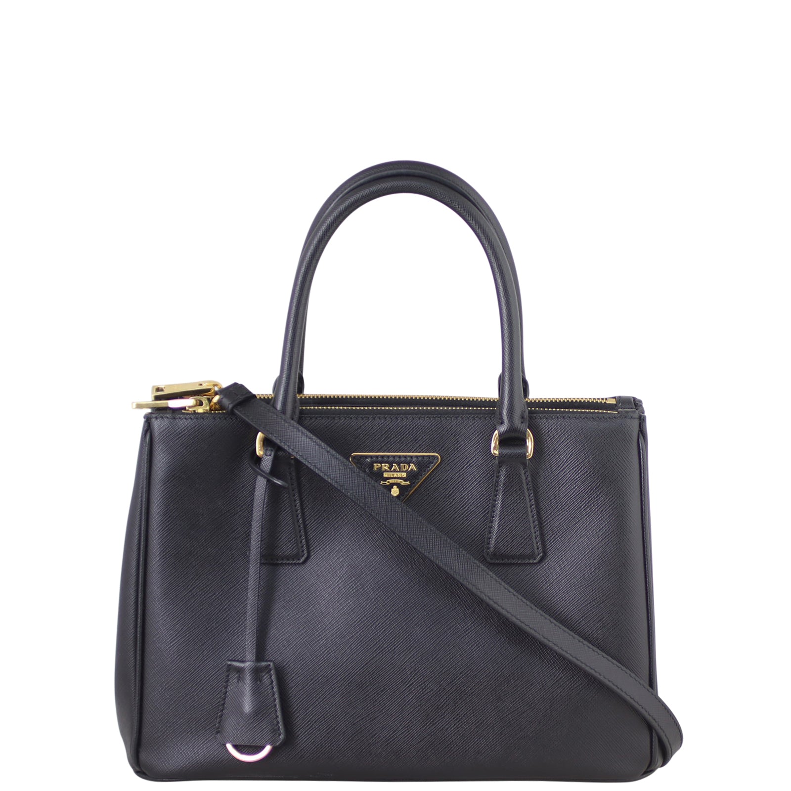 Prada Saffiano Lux Galleria Double Zip Tote Small Front