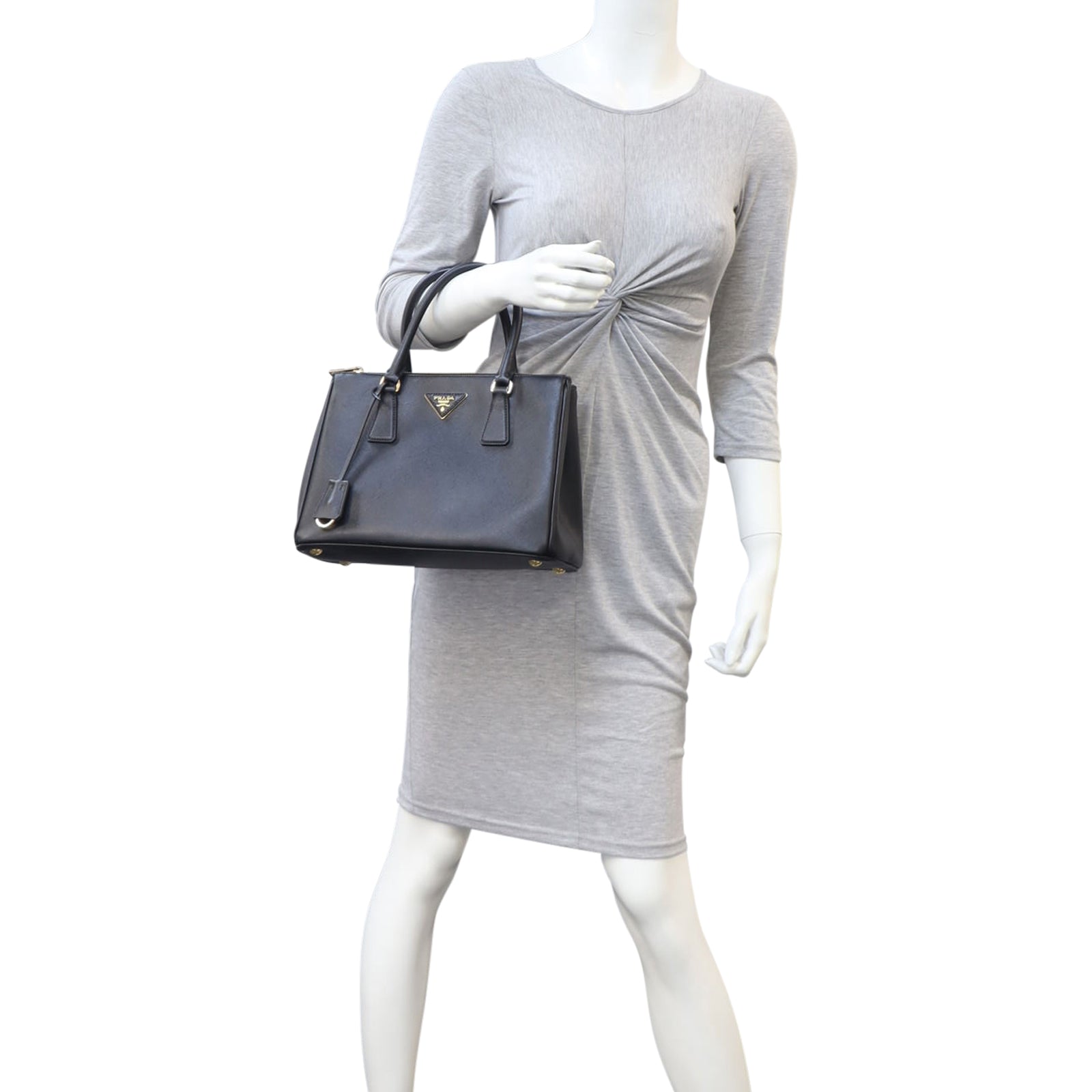 Prada Saffiano Lux Galleria Double Zip Tote Small Mannequin