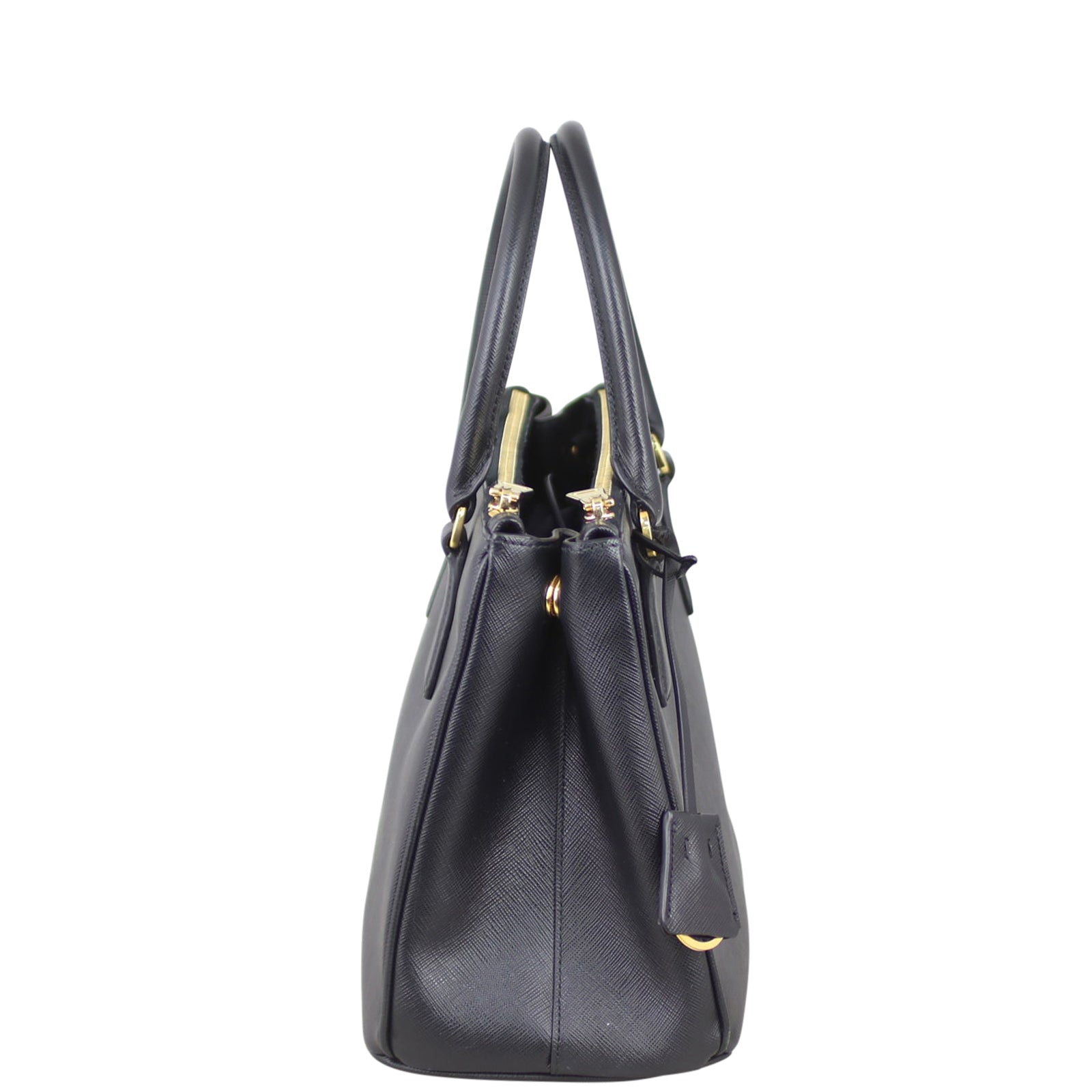 Prada Saffiano Lux Galleria Double Zip Tote Small Side