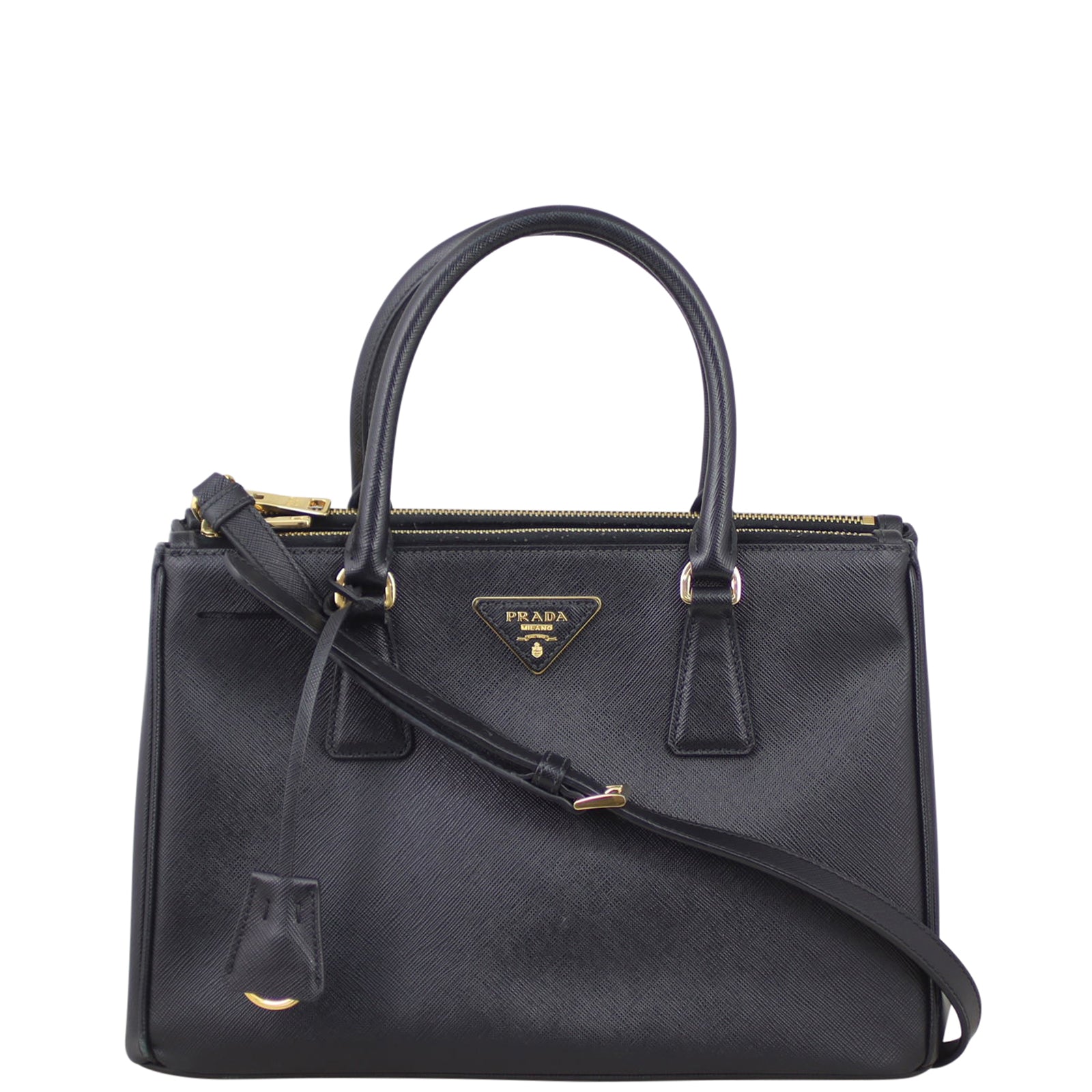 Prada Saffiano Lux Galleria Double Zip Tote Small Front