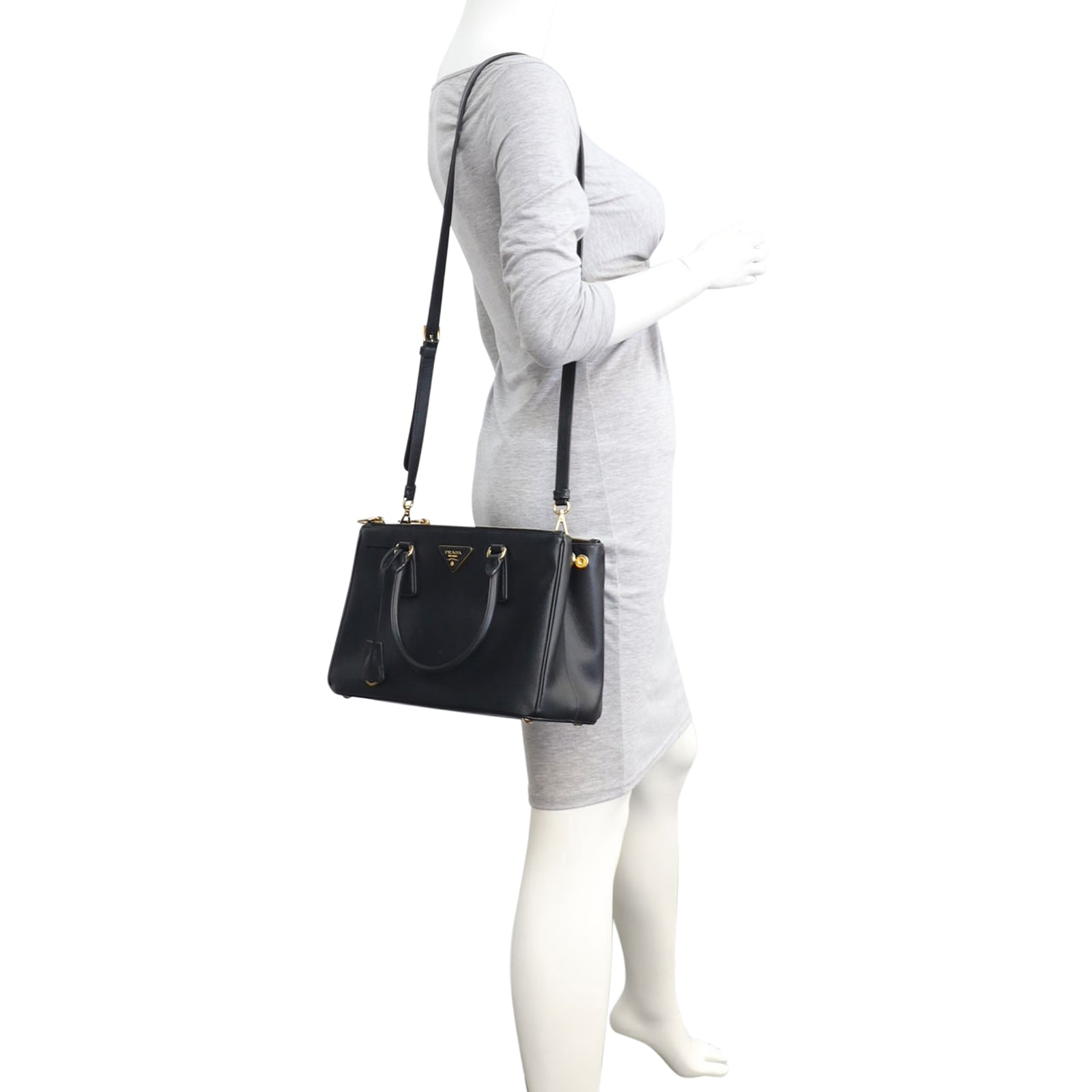 Prada Saffiano Lux Galleria Double Zip Tote Small Mannequin