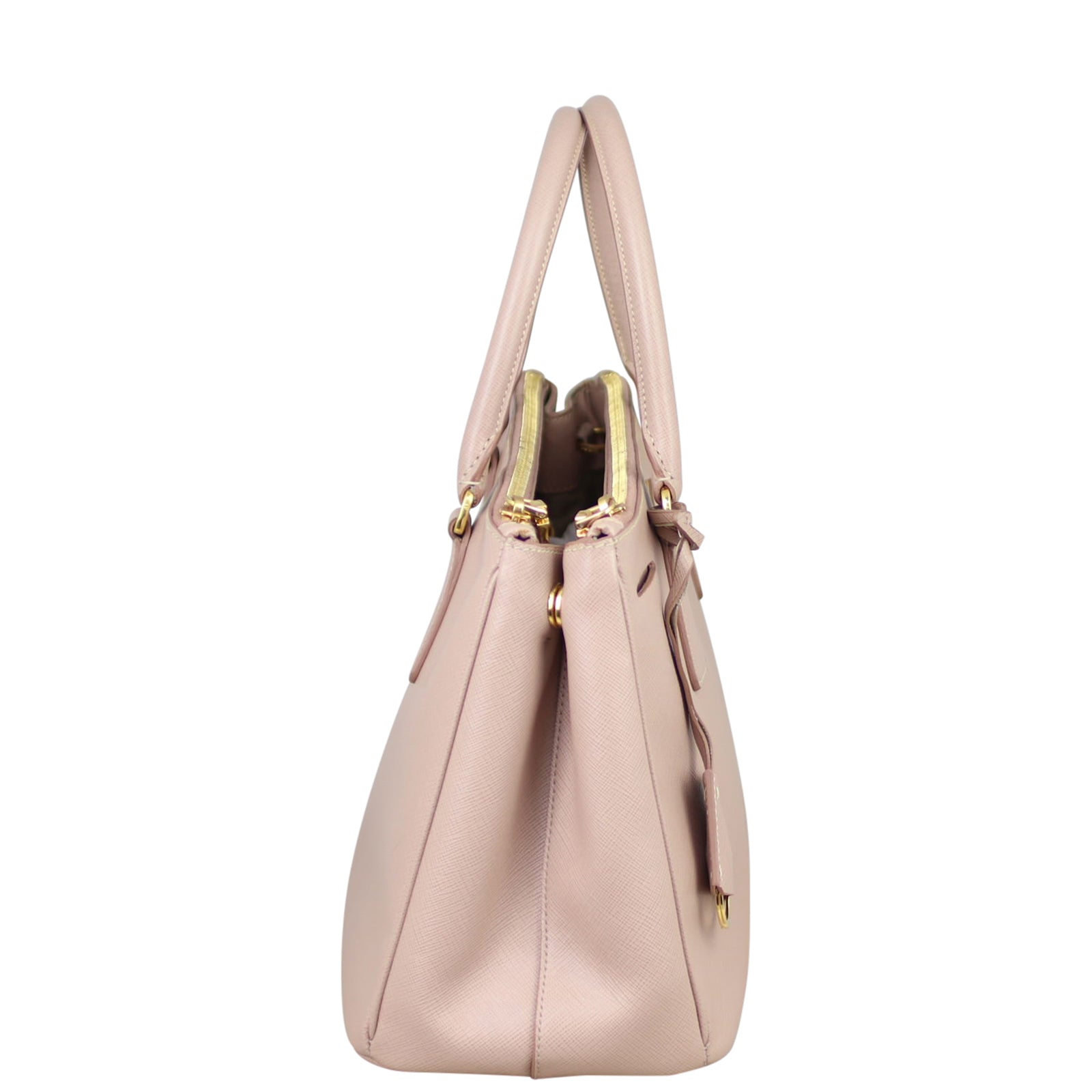 Prada Saffiano Lux Galleria Double Zip Tote Small Side
