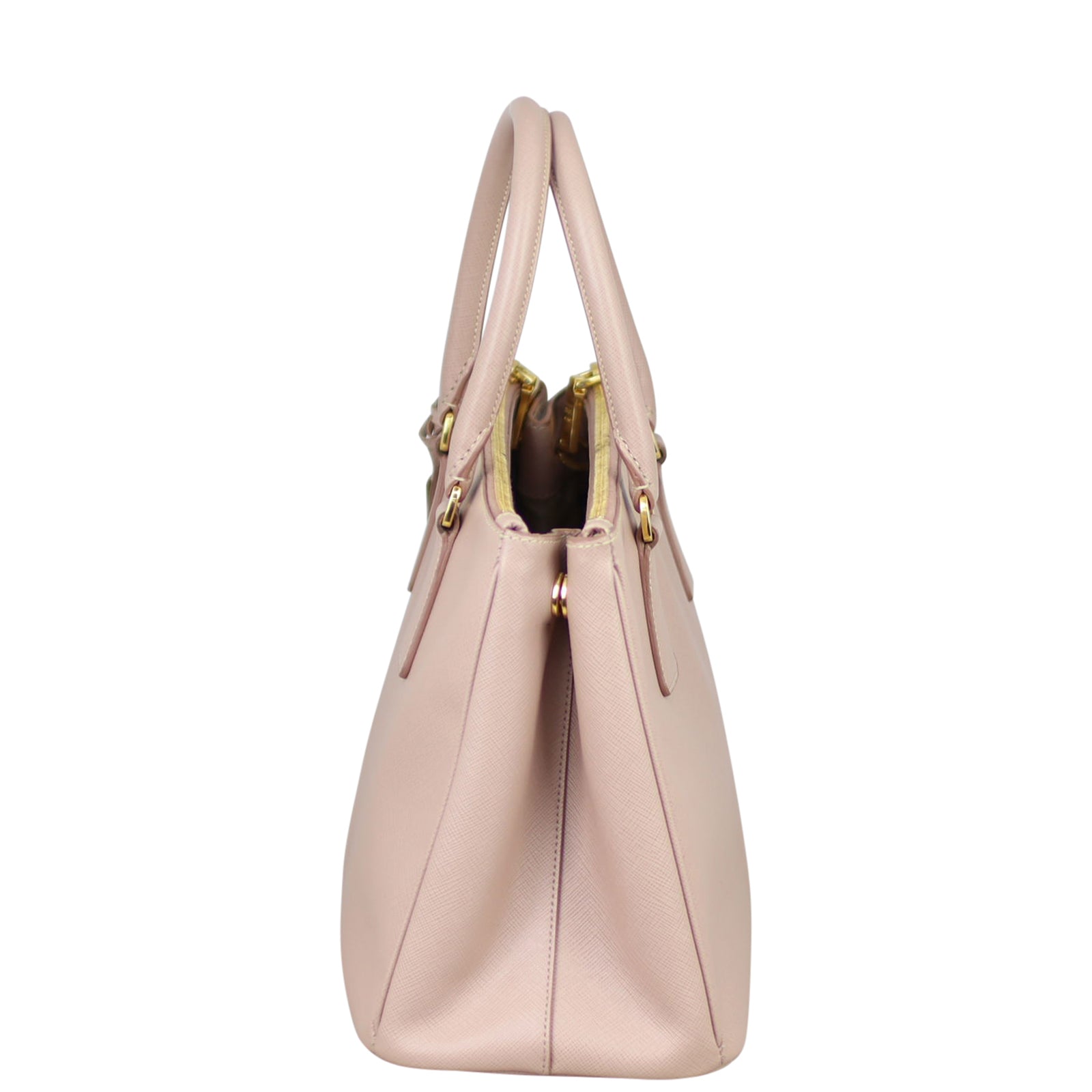 Prada Saffiano Lux Galleria Double Zip Tote Small Side