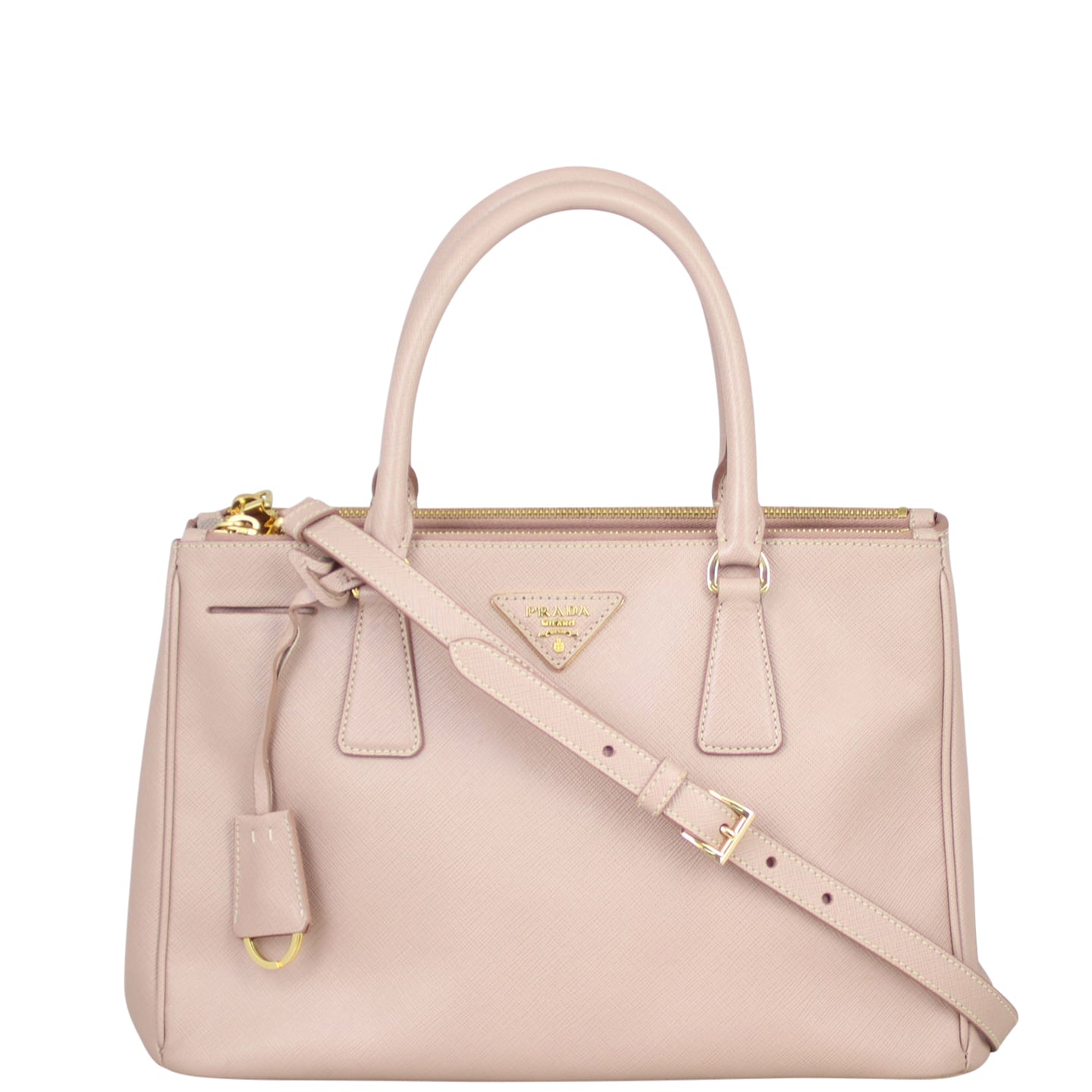 Prada Saffiano Lux Galleria Double Zip Tote Small Front