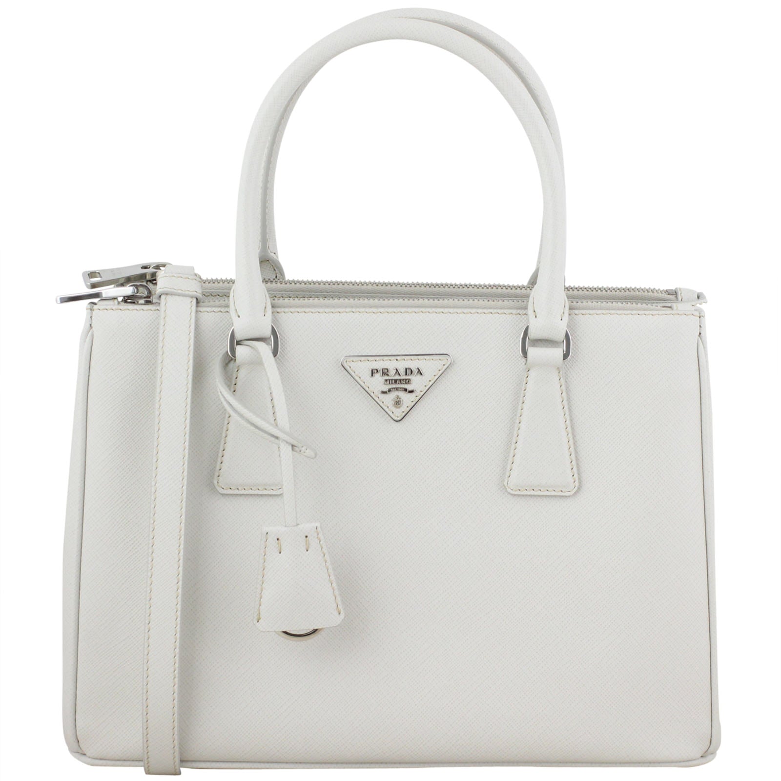 Prada Saffiano Lux Galleria Small Tote Front Strap