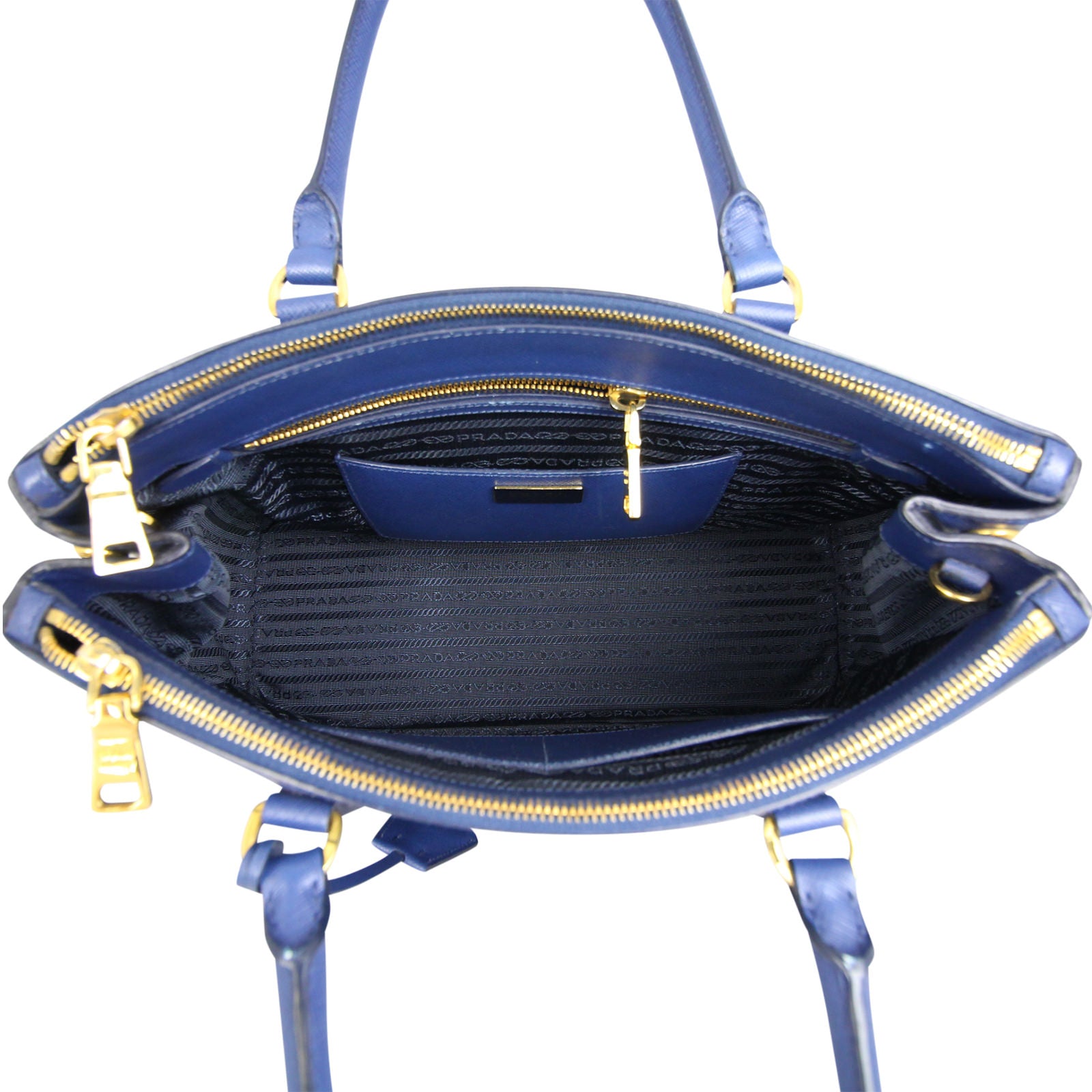 Prada Saffiano Lux Galleria Double Zip Tote Medium Interior