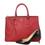 Prada Saffiano Lux Galleria Double Zip Tote Medium Shoe