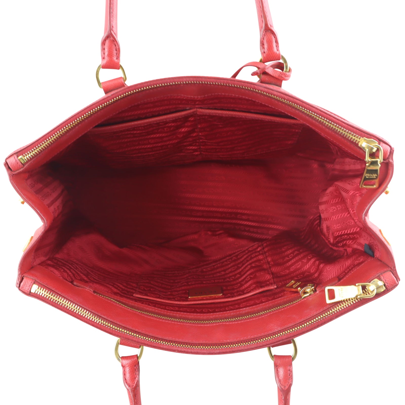 Prada Saffiano Lux Galleria Double Zip Tote Medium Interior